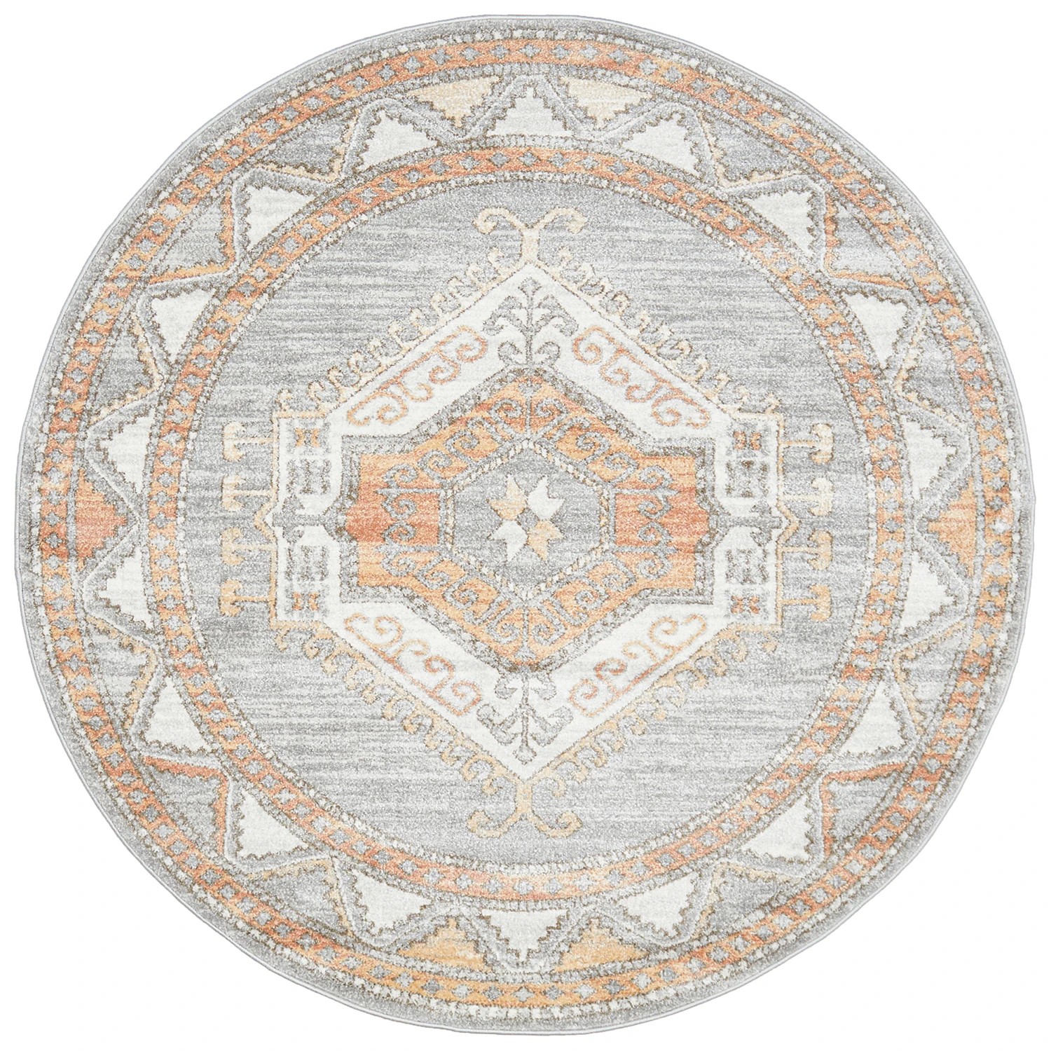 2 Common Ground Rugs Elite Caitlen 150x150cm - Small Round Power Loomed Pet Friendly Rug - Silver, 2 of 9