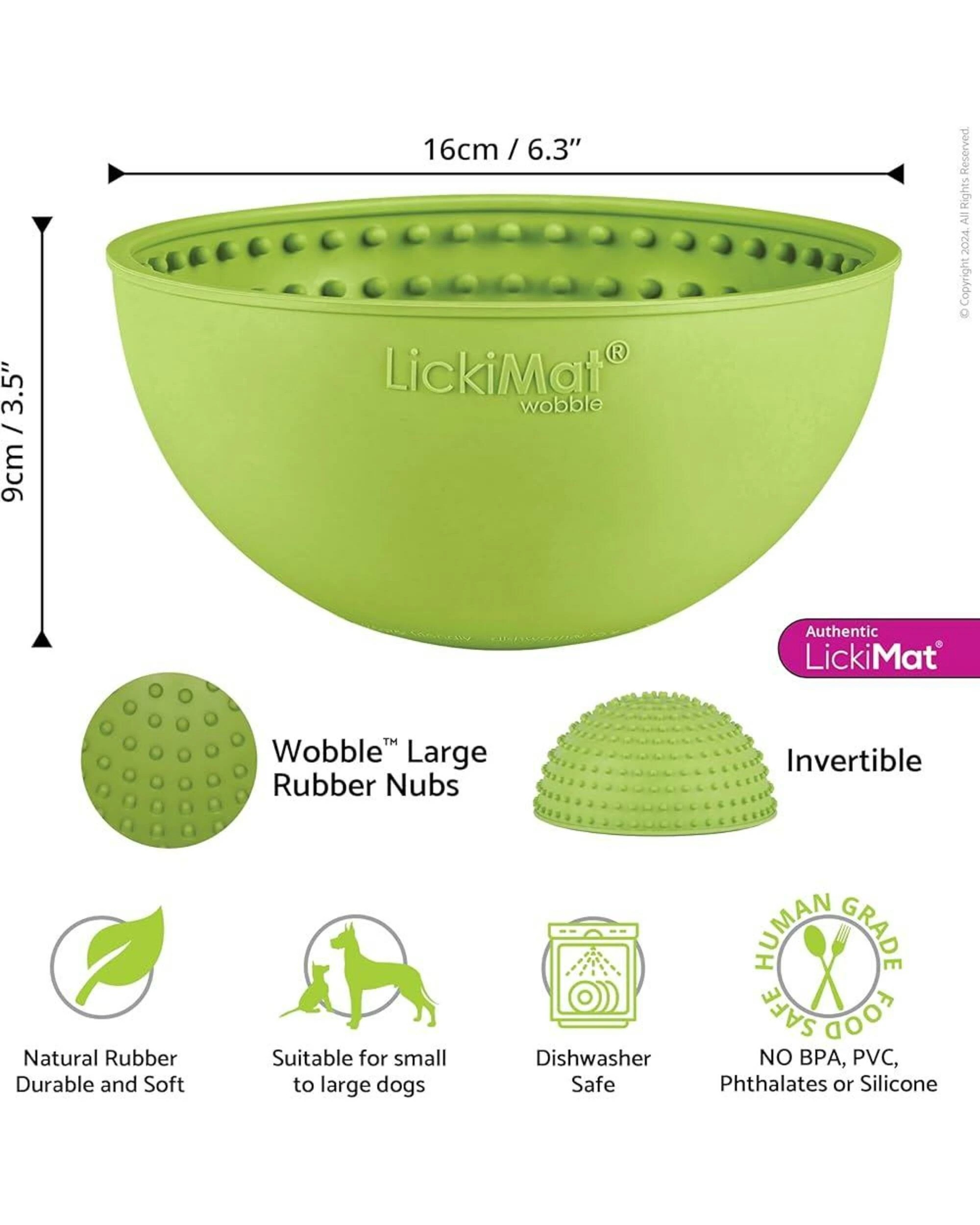 2 Lickimat Wobble Slow Feeder Boredom Buster Dog Food Bowl - Green, 2 of 2