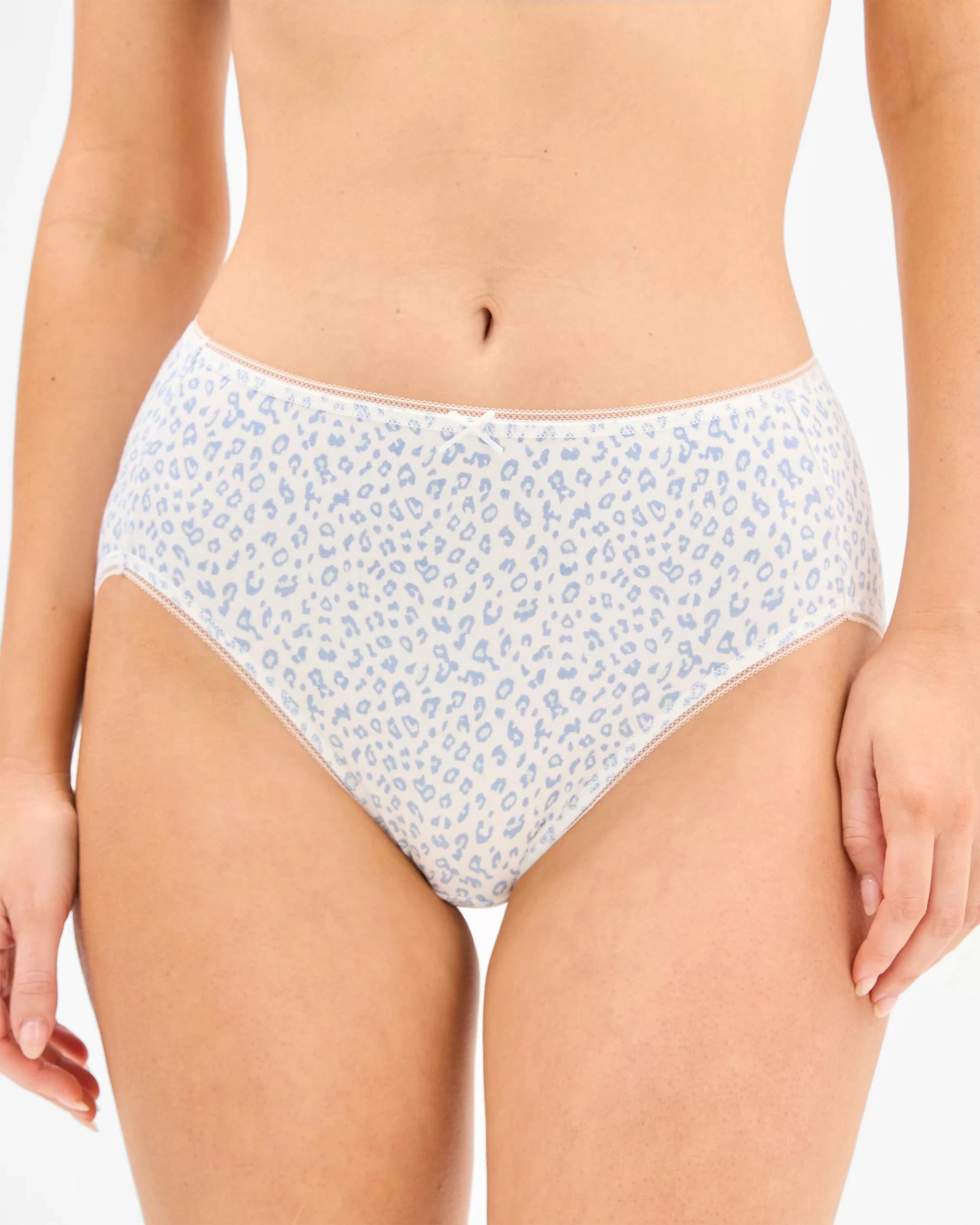 2 Target Women's Cotton/Elastane High Cut Briefs 5 Pack PALM GREEN/LEOPARD/BLUE, 2 of 5