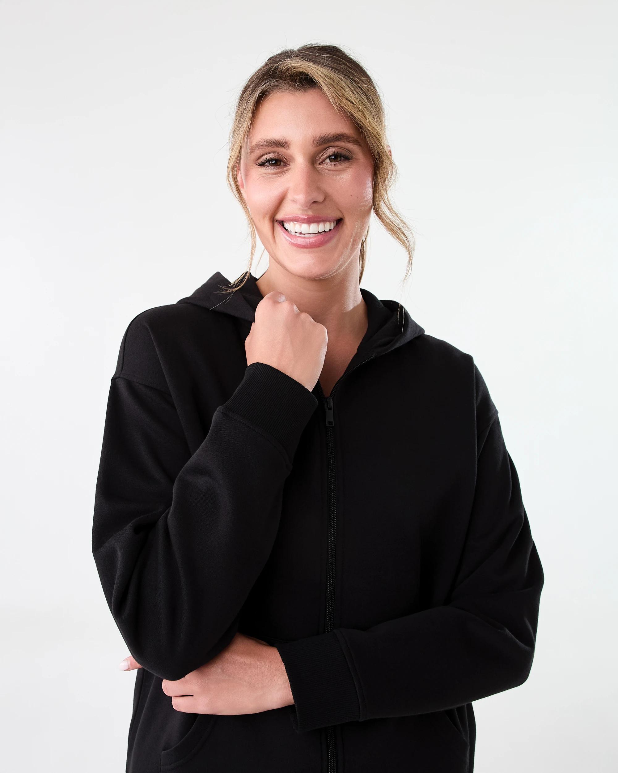 5 Active Womens Essential Zip Through Hoodie Black, 5 of 9