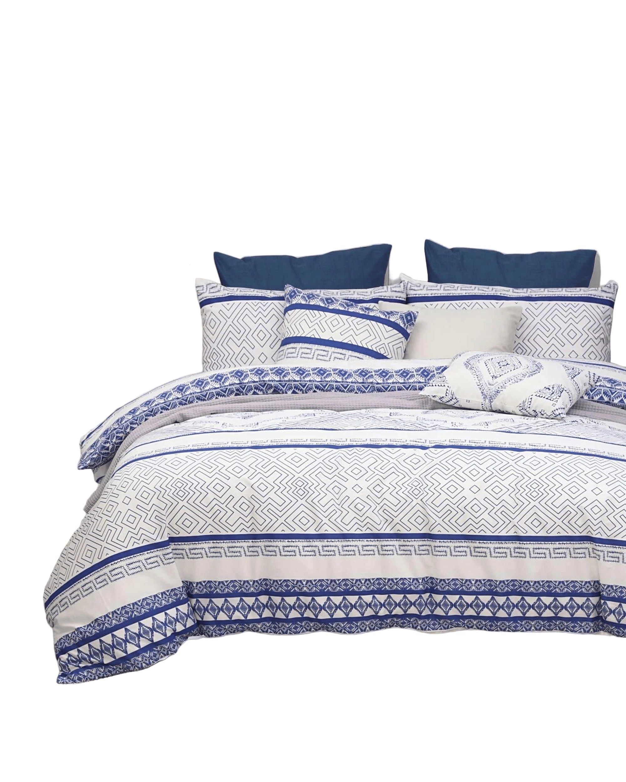 1 Amsons Hampton Quilt Duvet Doona Cover - Super King Bed - Blue, 1 of 2
