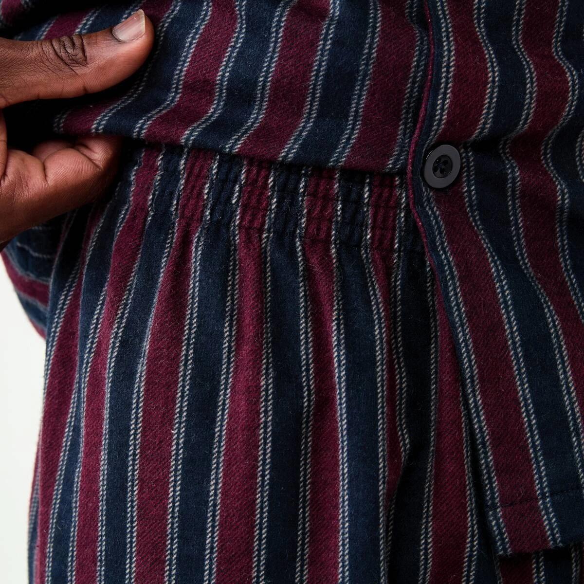 8 Printed Flannel Pyjama Set Ivy Stripe, 8 of 8