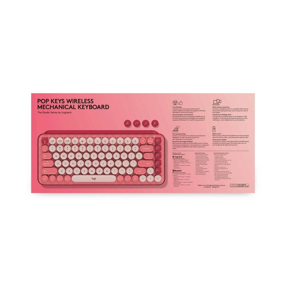 8 Logitech POP Keys Wireless Keyboard Heartbreaker Rose, 8 of 8
