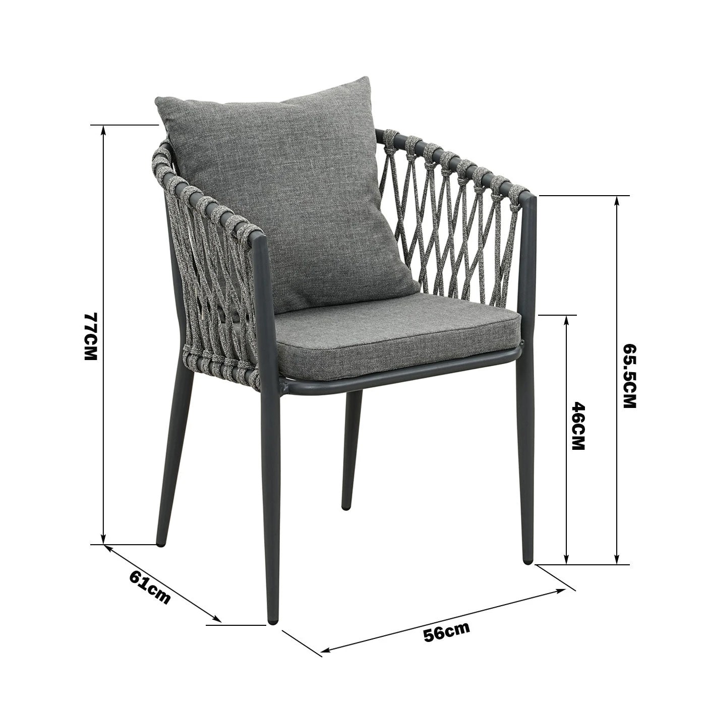 4 Moda Living Mornington Charcoal Aluminium Outdoor Dining Chairs with Arms - Dark Grey Cushion (Set of 2) - Charcoal, 4 of 9