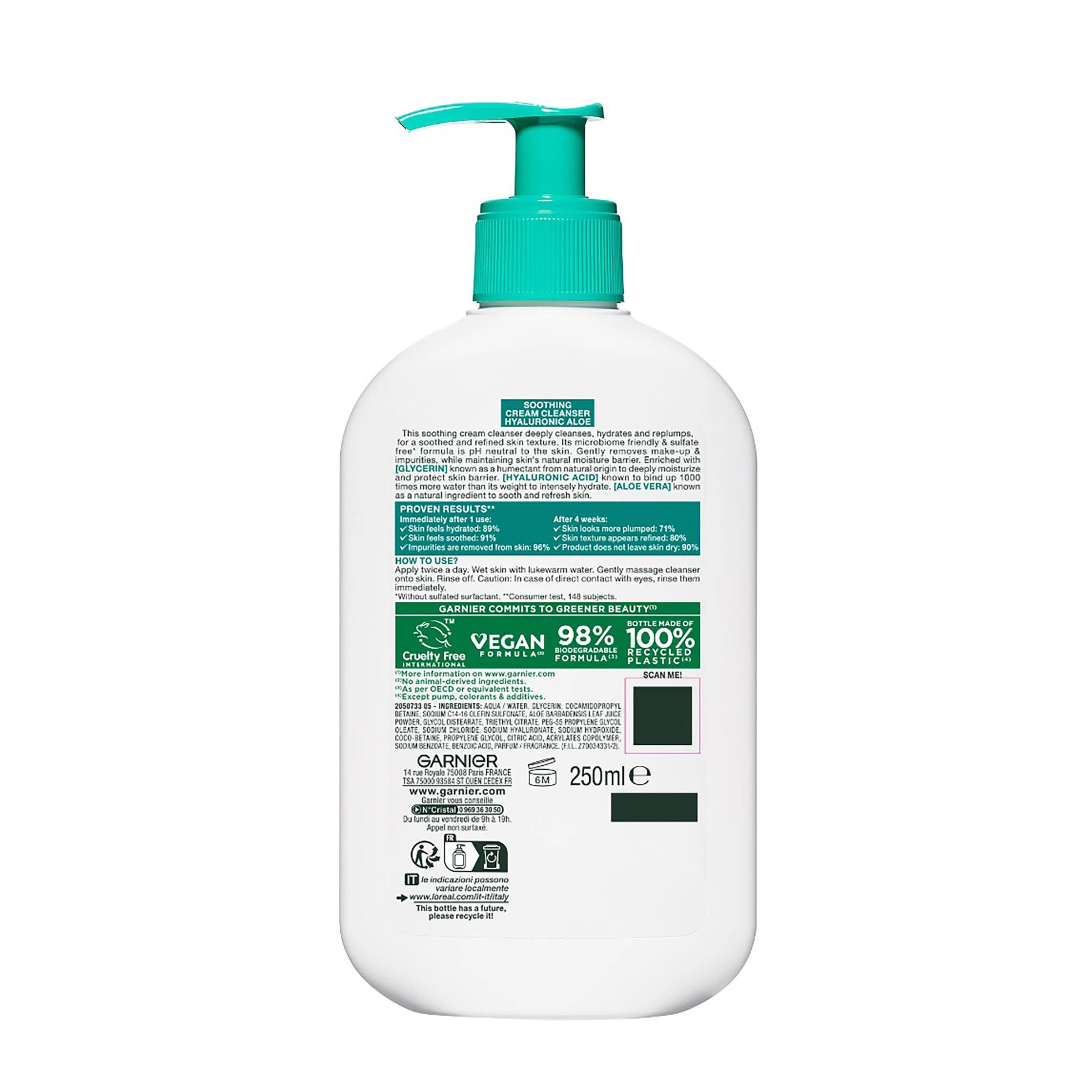 7 Garnier SkinActive Soothing Cream Cleanser 250ml - Hyaluronic Acid and Aloe Vera, 7 of 10