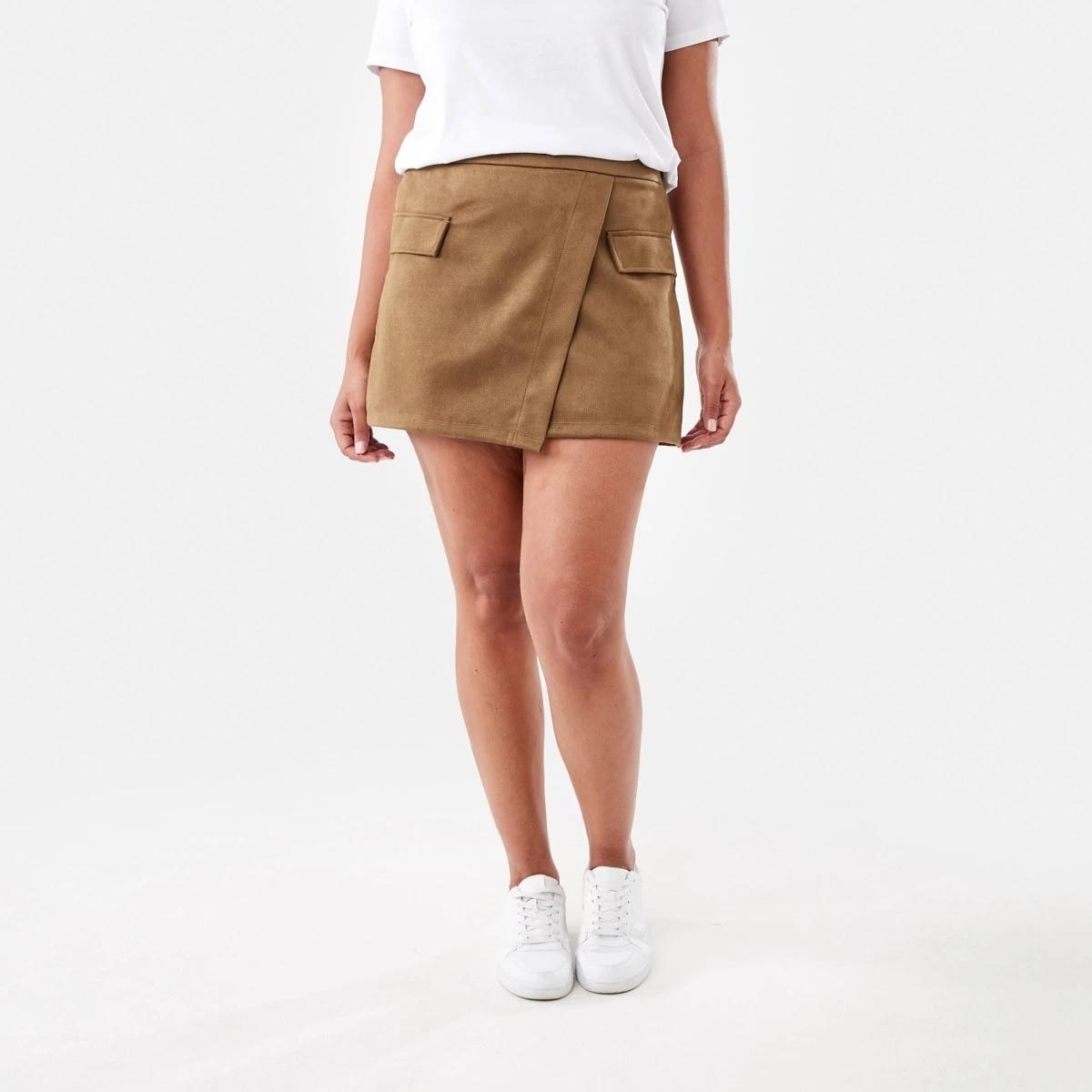 6 Suedette Skort Deep Camel, 6 of 6