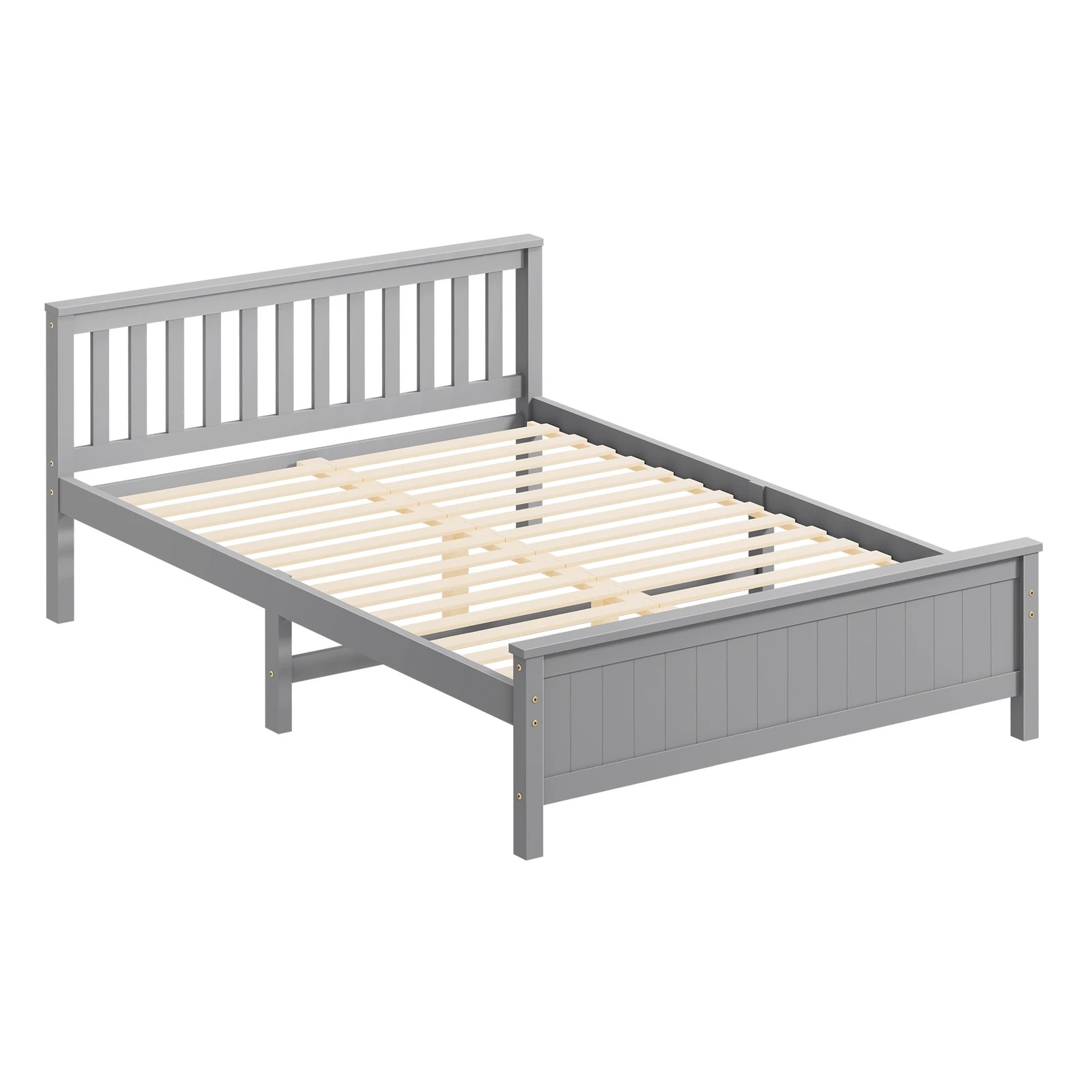 10 Alfordson Bed Frame Wooden Queen Size Slatted Headboard Timber Fabiano - Grey, 10 of 10