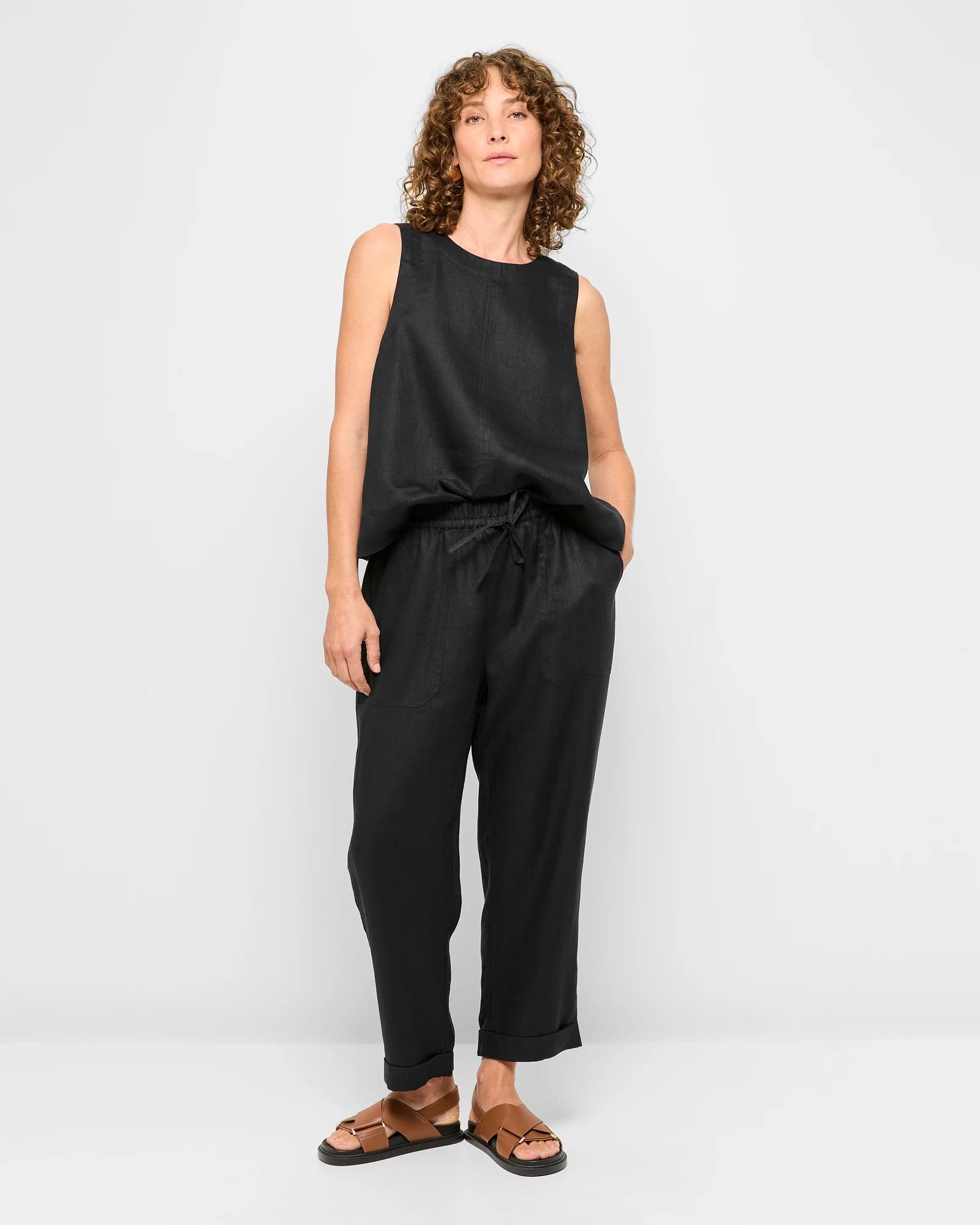 2 Target European Linen Tank Top BLACK, 2 of 5