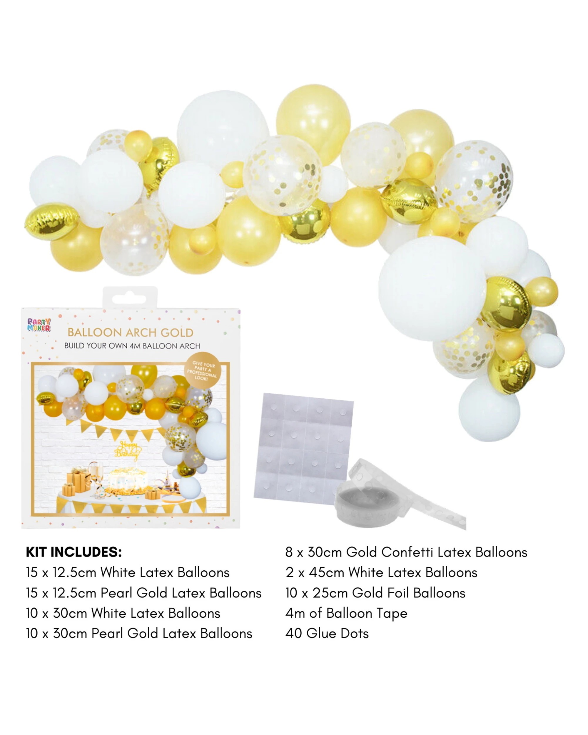 3 Partyrama Gold 4m Balloon Arch Kit - Gold, 3 of 3