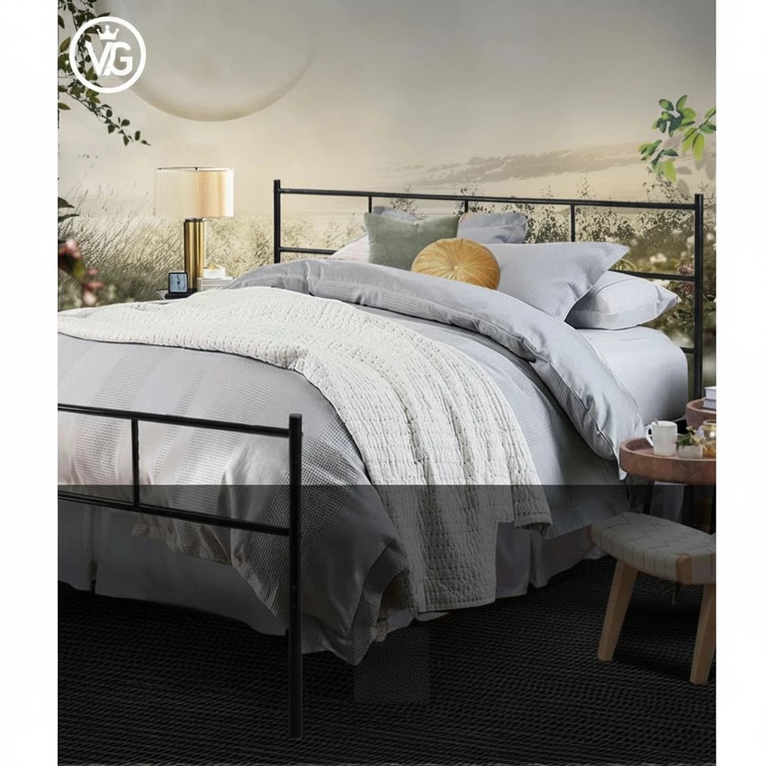 4 Artiss Bed Frame Queen Metal Bed Frames SOL - Black, 4 of 7
