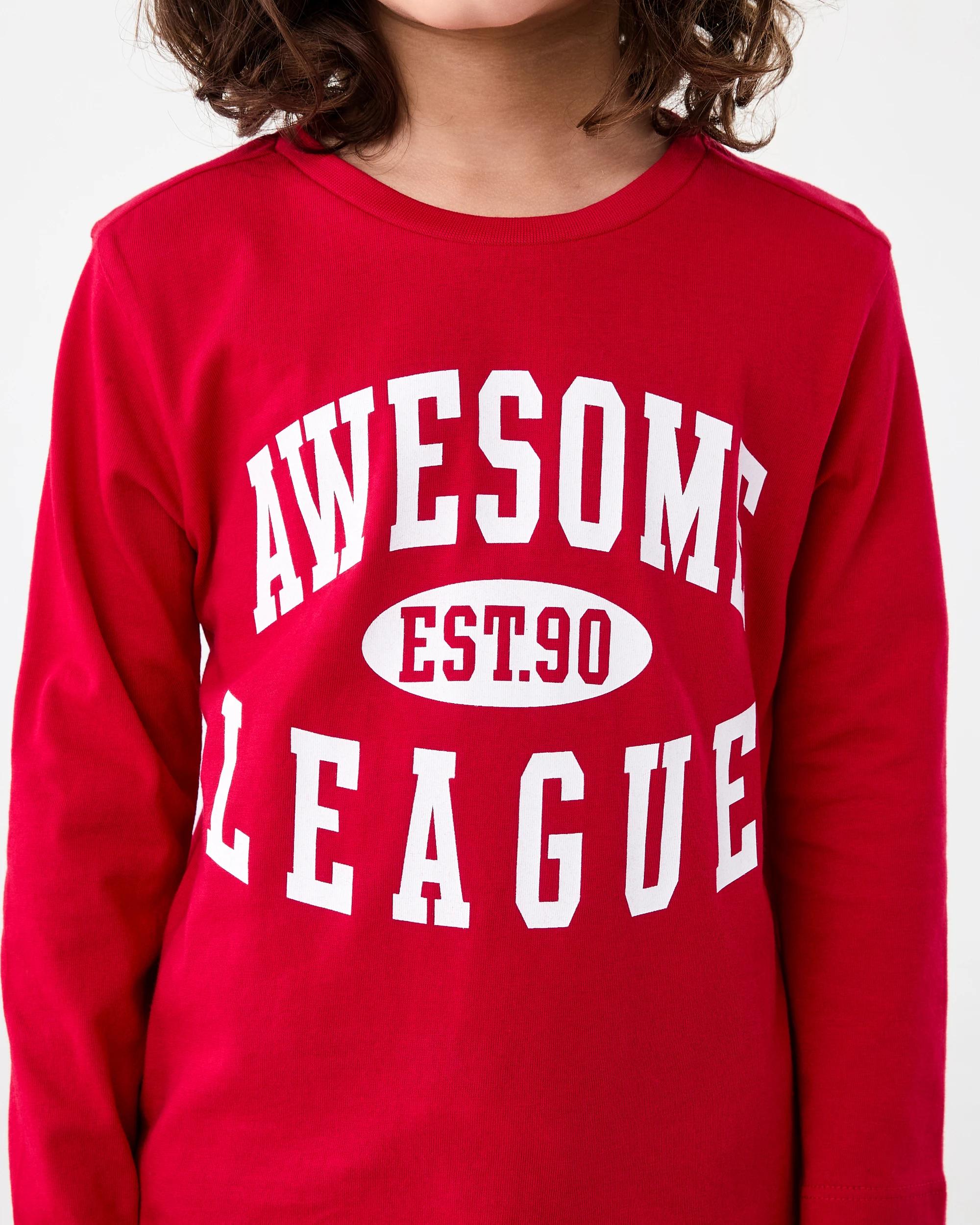 4 Long Sleeve Print T-shirt Red Varsit, 4 of 5