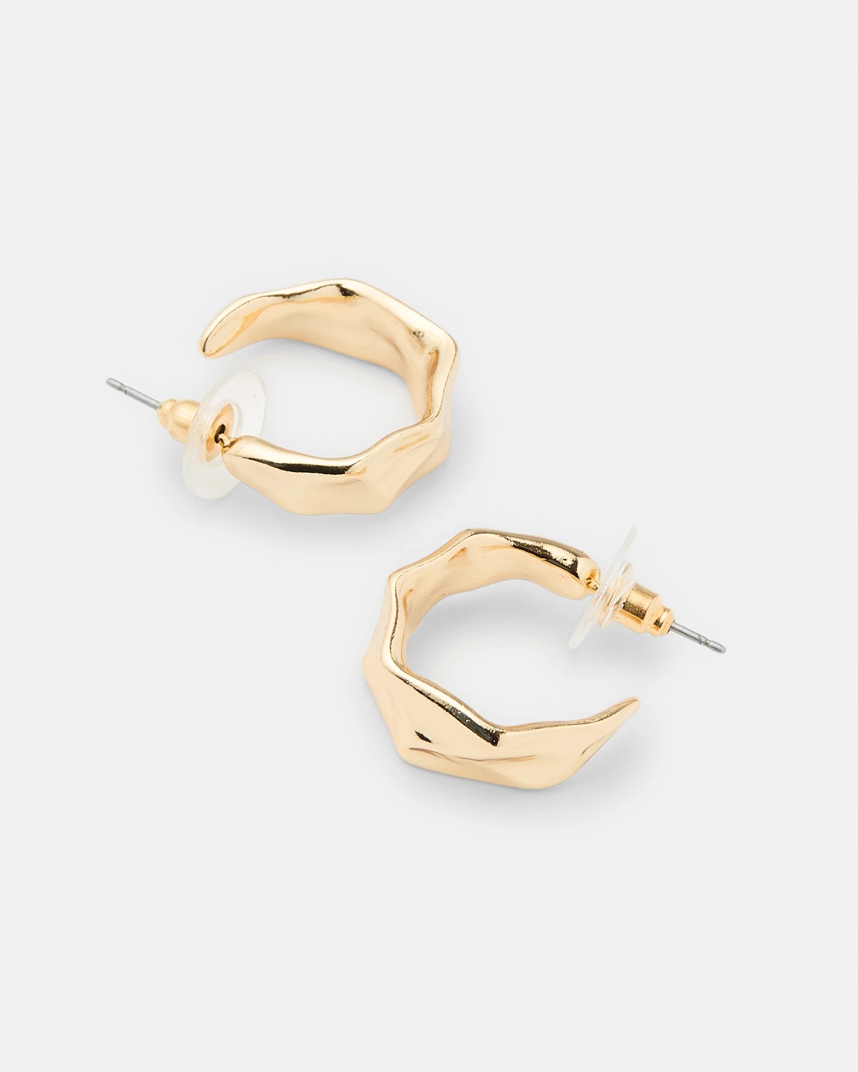 3 Molten Hoop Earrings - Gold Tone, 3 of 5