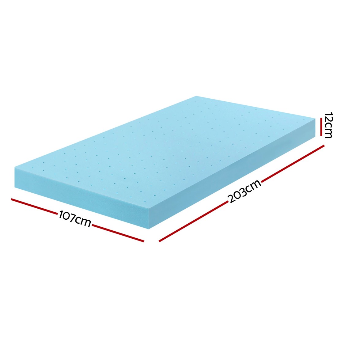 2 Giselle 12cm Memory Foam Mattress Topper Ventilated Cool Gel Bamboo Cover King Single - Blue, 2 of 2