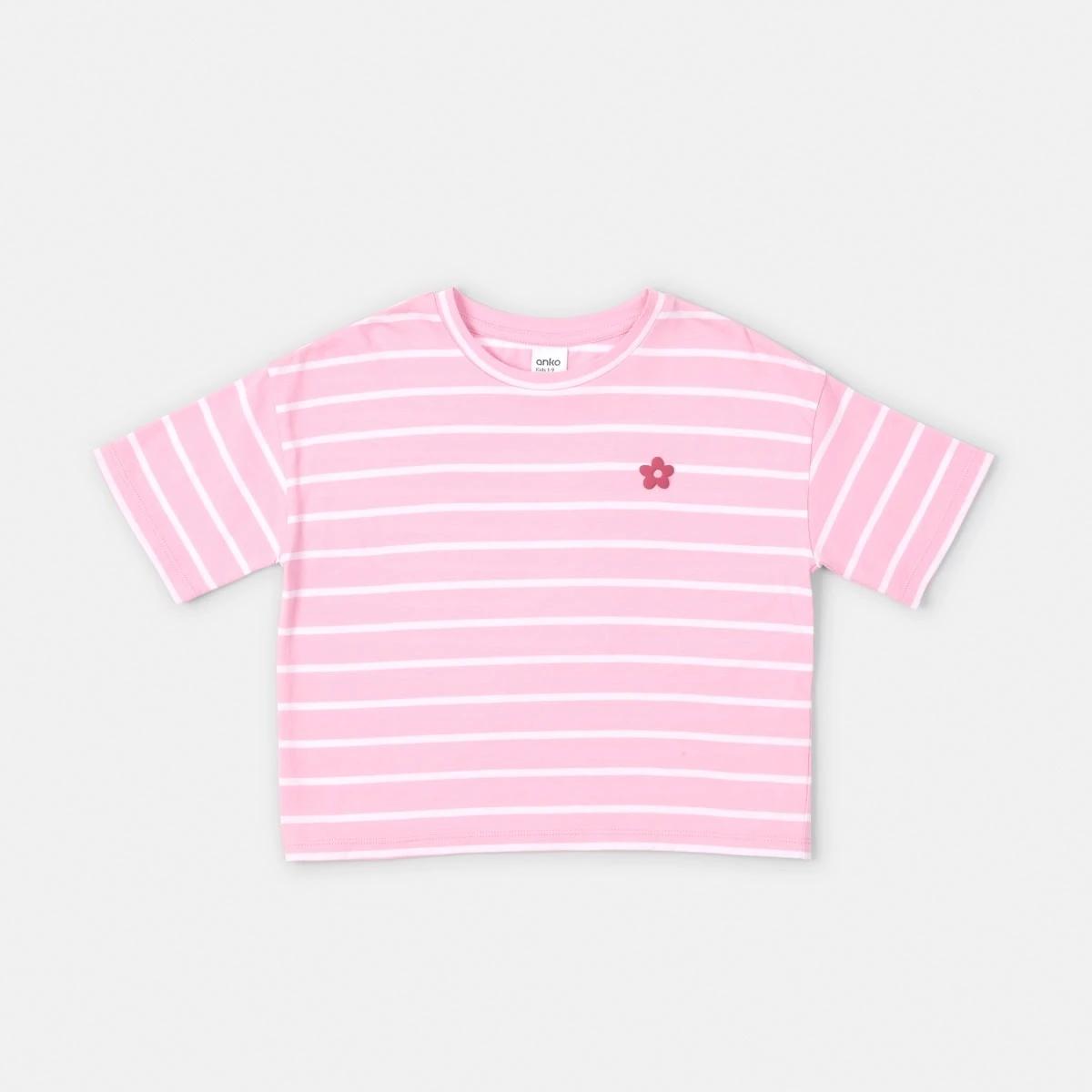 7 Short Sleeve Stripe T-shirt Pnk Stripe, 7 of 8