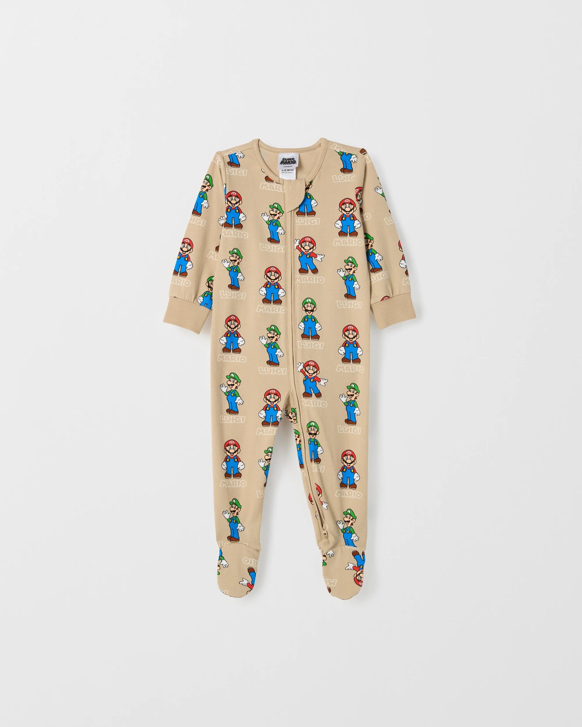1 Super Mario Australian Cotton Baby Zip Coverall DOESKIN BROWN TAUPE, 1 of 2