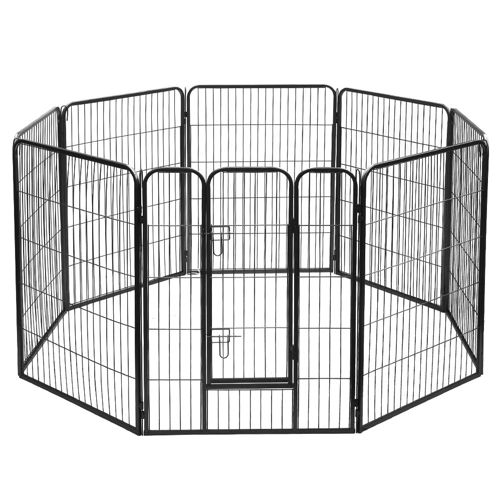 1 i.Pet 40" 8 Panel Dog Playpen Pet Exercise Cage Enclosure Fence Play Pen - Black, 1 of 7