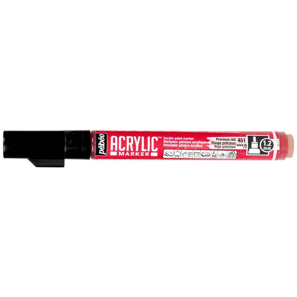 1 Pebeo Acrylic Paint Marker 1.2mm Precious Red, 1 of 3