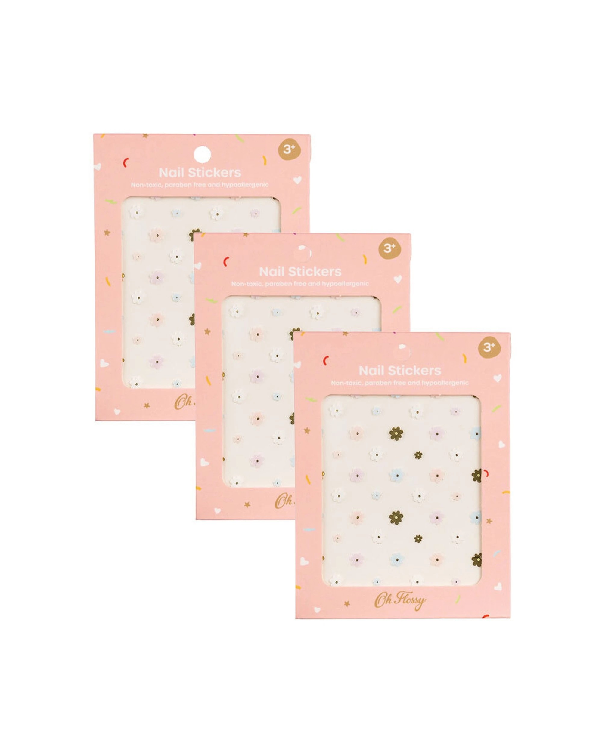 1 Oh Flossy 3PK Cosmetic Nail Stickers Decals Flowers - Multi, 1 of 5
