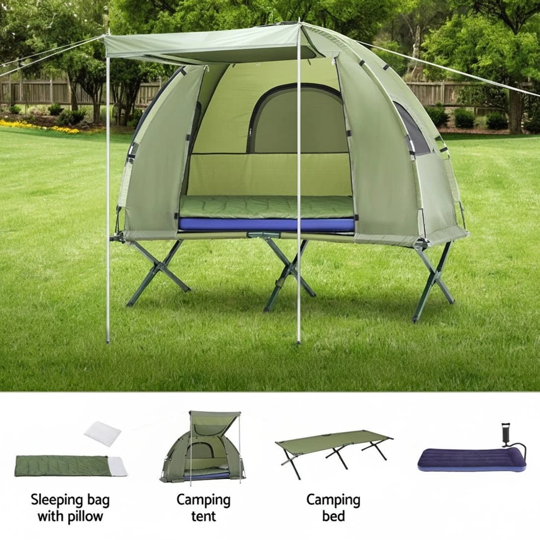 4 Weisshorn 5-in-1 Camping Tent Cot 1-person Air Mattress Camping Bed - Multi, 4 of 6