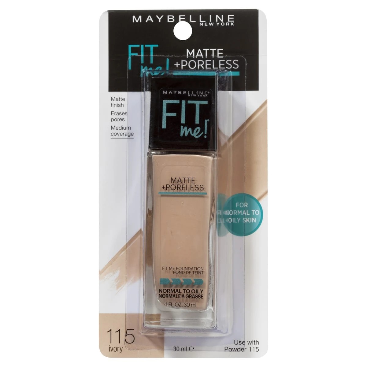 1 Maybelline Fit Me Matte & Poreless Mattifying Liquid Foundation - Ivory 115, 1 of 1