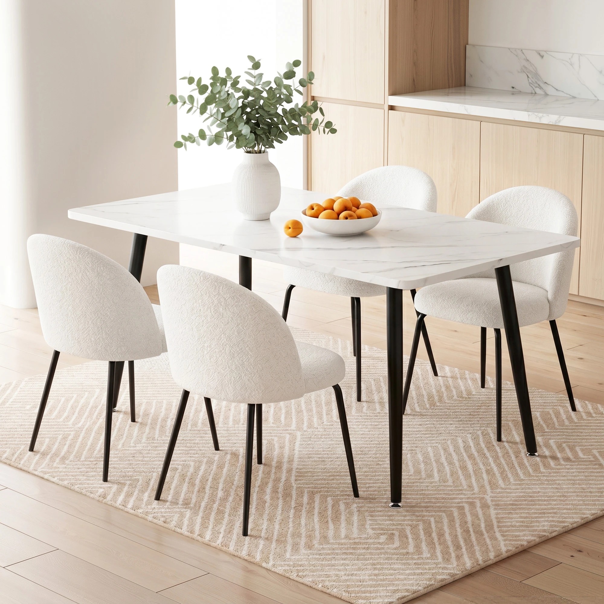 9 Artiss Dining Table and 4 Chairs Set White Marble Style - Multi, 9 of 9
