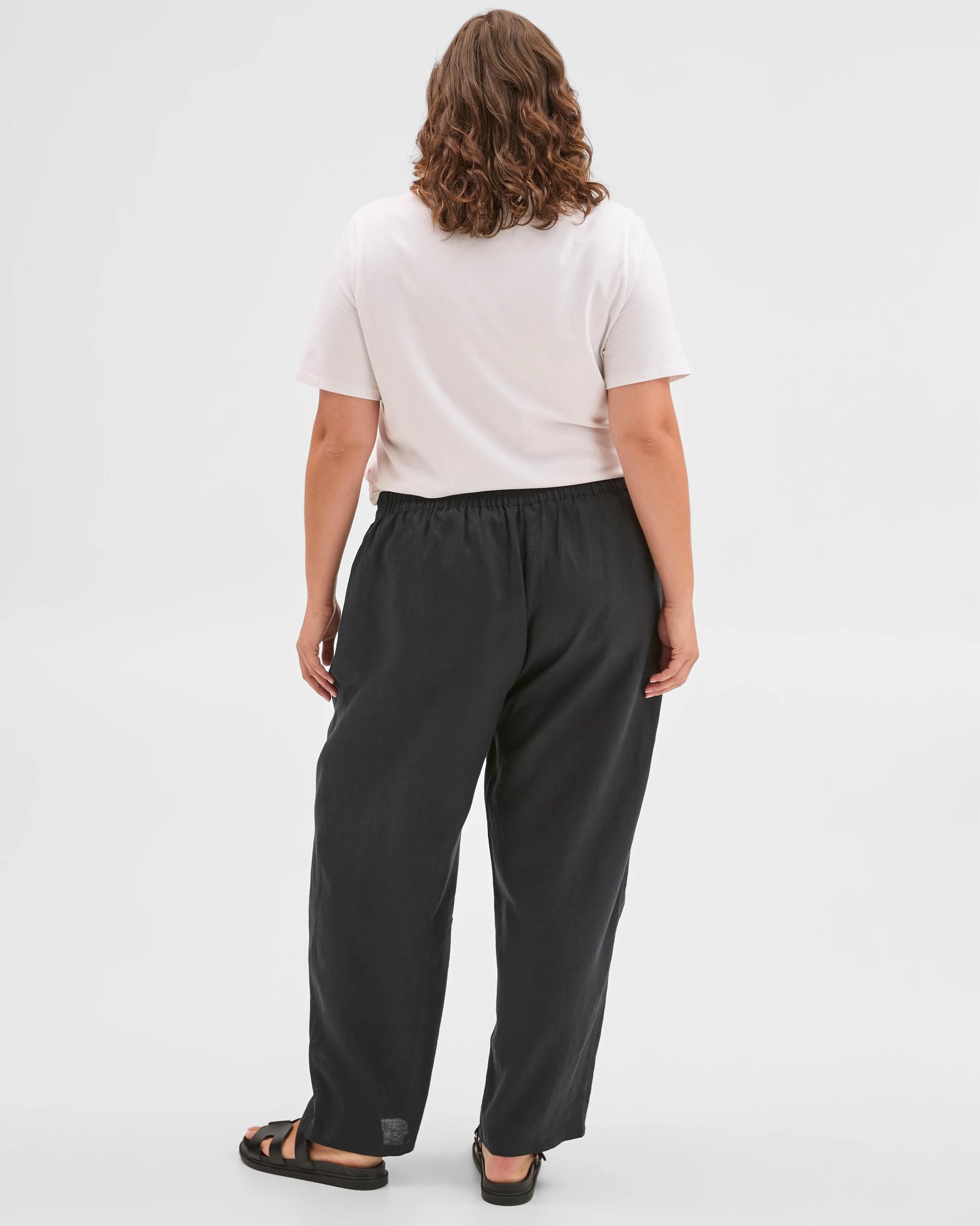6 Target Curve Plus Size European Linen Barrel Leg Pants FNA BLACK, 6 of 6
