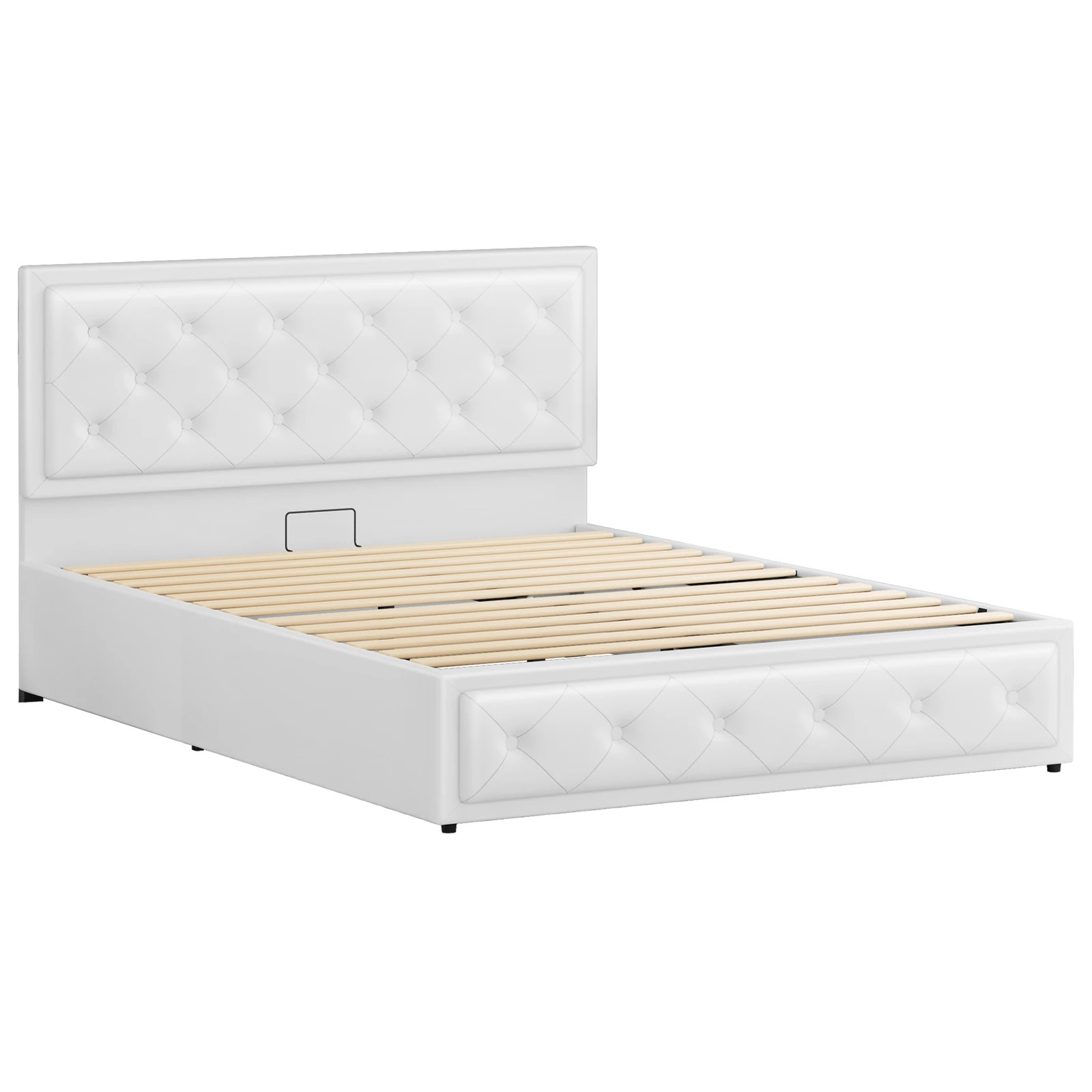 10 Alfordson Bed Frame Queen Size Gas Lift Storage Mattress Base Leather Dinana - White, 10 of 10
