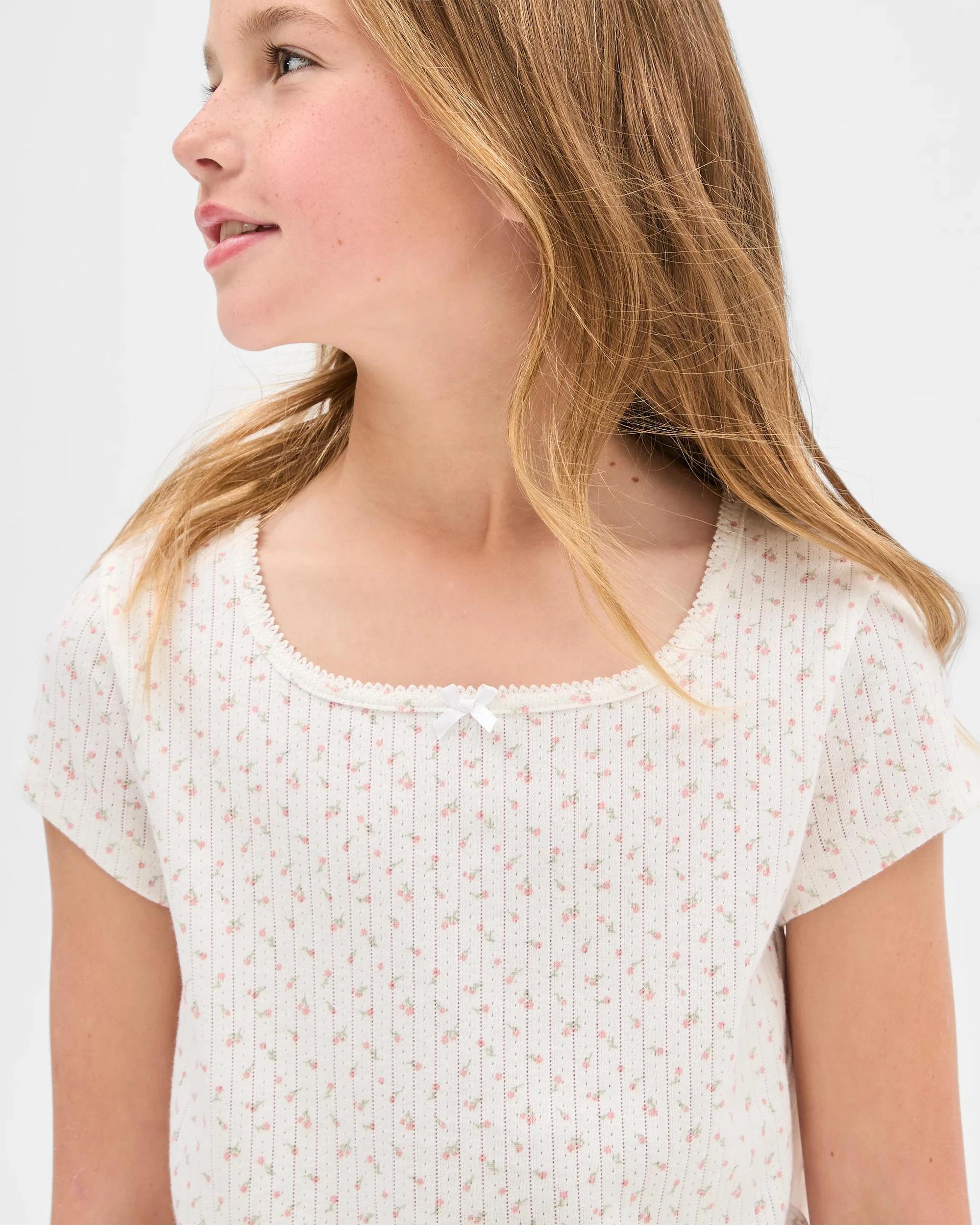 7 Target Kids Australian Cotton Older Girls Pointelle Pyjama Set WHITE FLORAL, 7 of 8