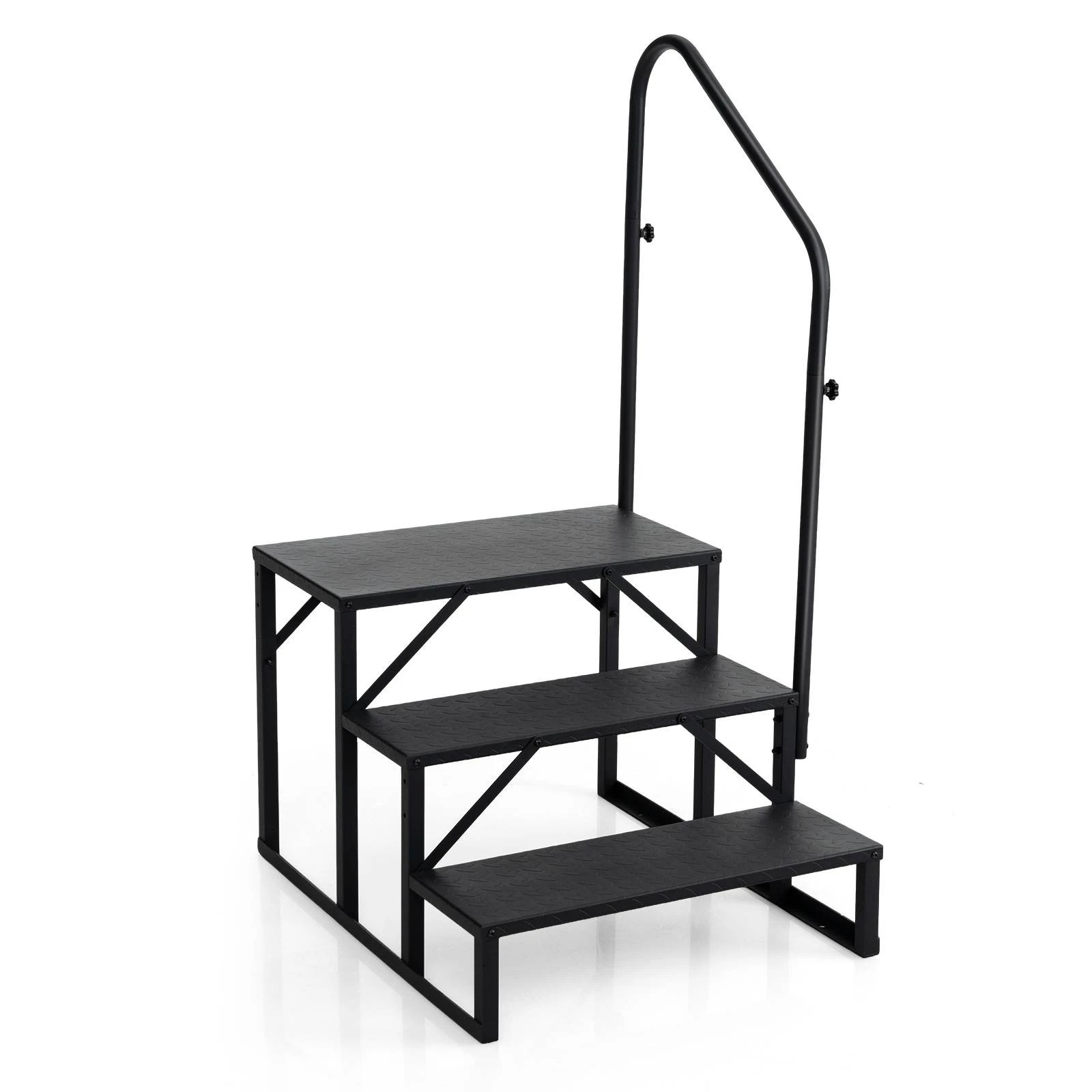 1 Costway RV 3 Step Stool Ladder w/Handrail Wide Anti-Slip Platform 300 kg Capacity - Black, 1 of 1