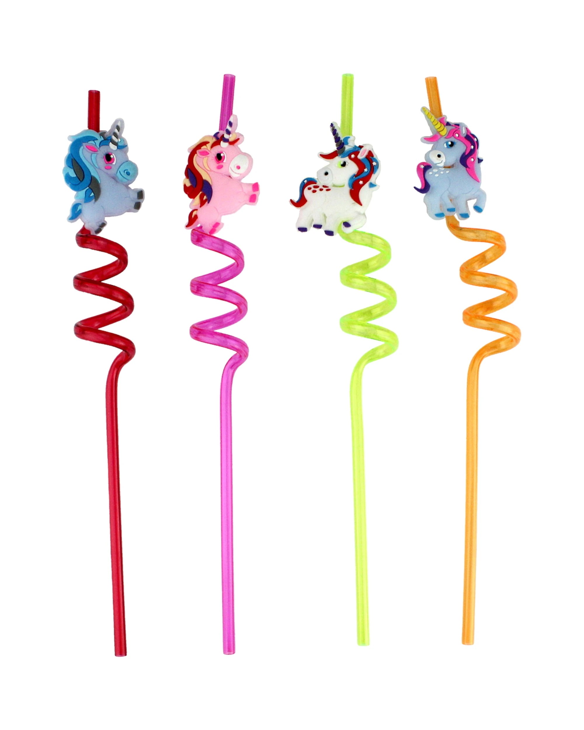 1 Partyrama Unicorn Assorted Plastic Straws Pack of 4, 1 of 1
