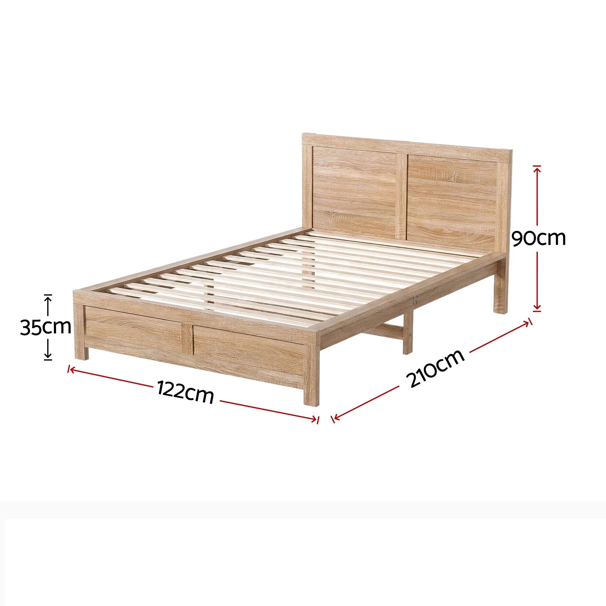 2 Artiss Single Bed Frame Wooden Bed Base - Brown, 2 of 8