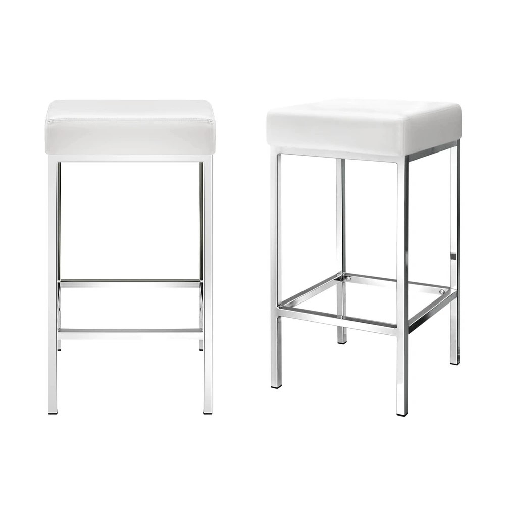 1 Artiss 4x Bar Stools Leather Padded Metal - White, 1 of 6