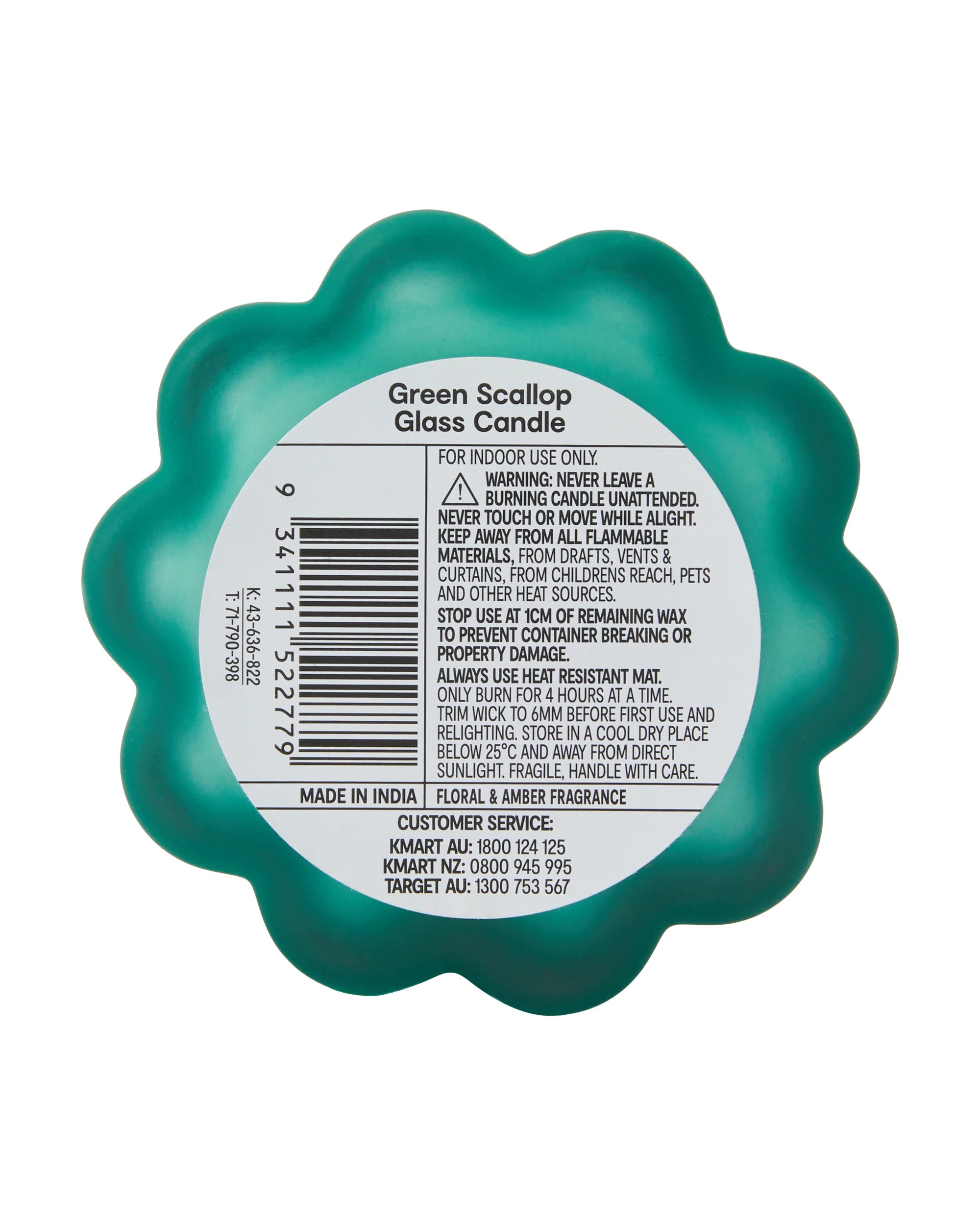 5 Scallop Glass Candle - Green, 5 of 5