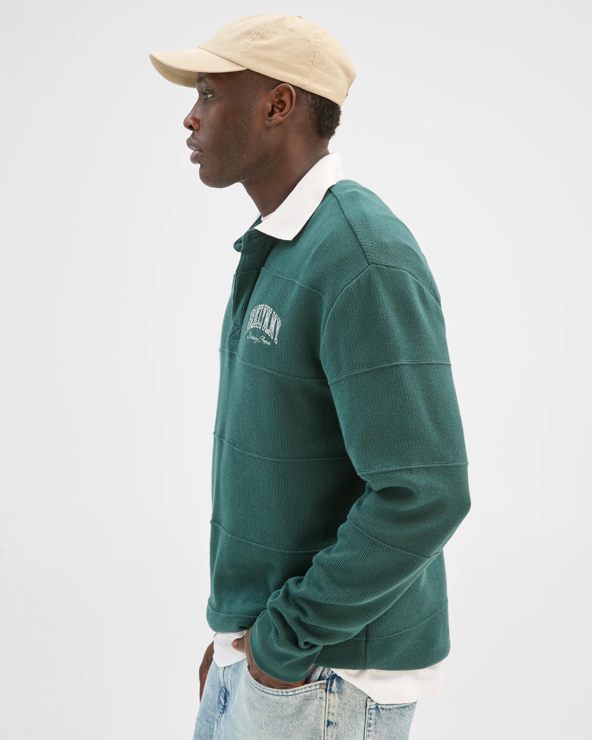 5 Commons Australian Cotton Blend Fleece Rugby Top FOREST GREEN, 5 of 6