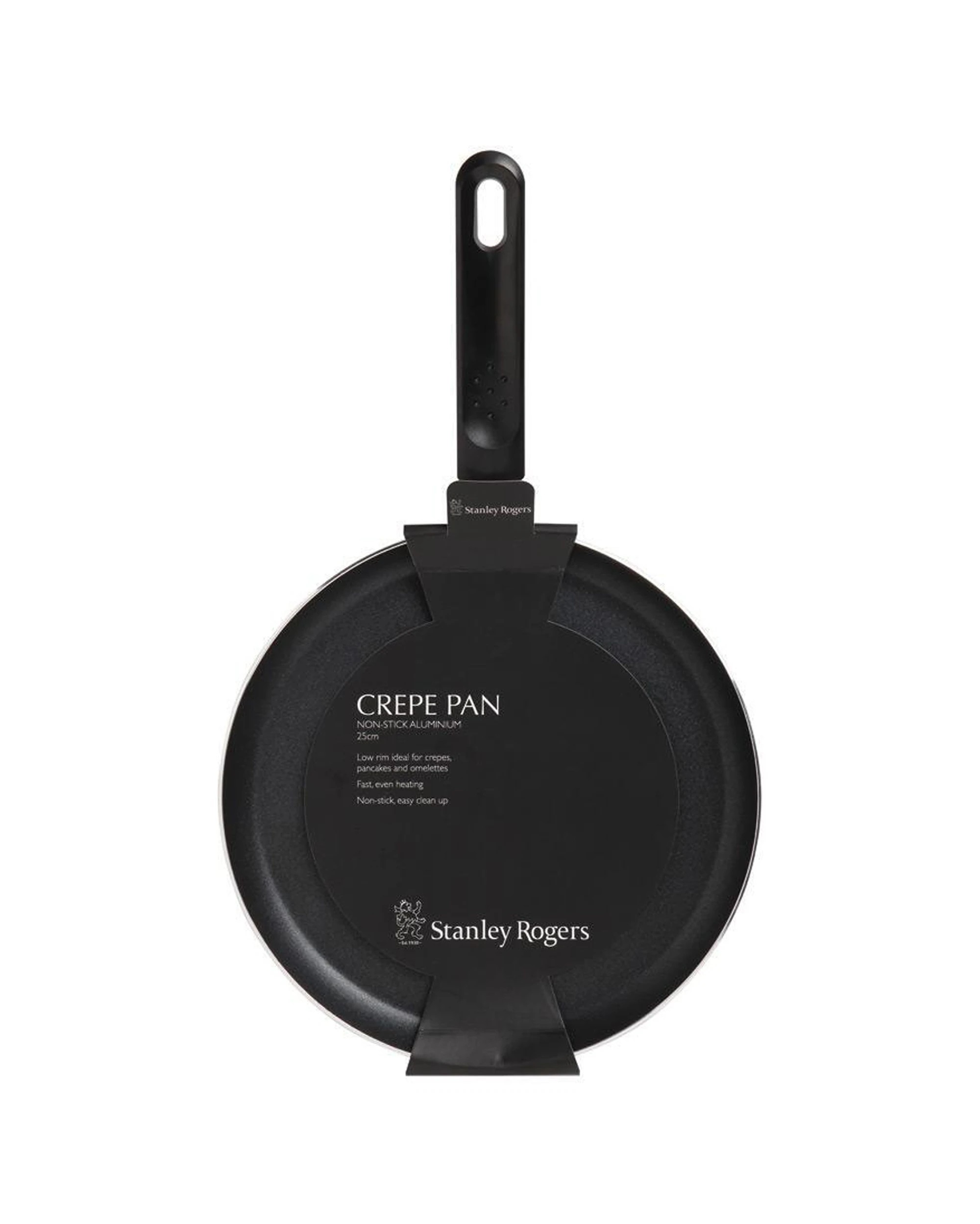 2 Stanley Rogers 25cm Crepe & Pancake Frying Pan, Stainless Steel, Black - Black, 2 of 6