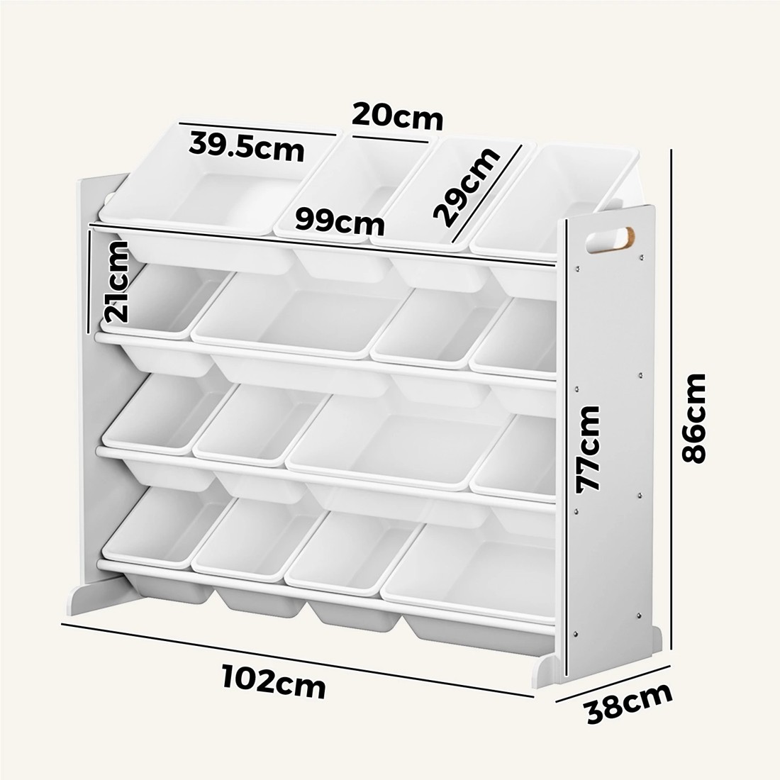 2 Oikiture Kids Toy Box Organiser 16 Bins Display Shelf Removable Drawer - White, 2 of 9