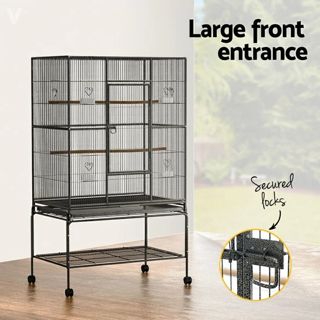 5 i.Pet Bird Cage 138cm Large Aviary - Black, 5 of 8