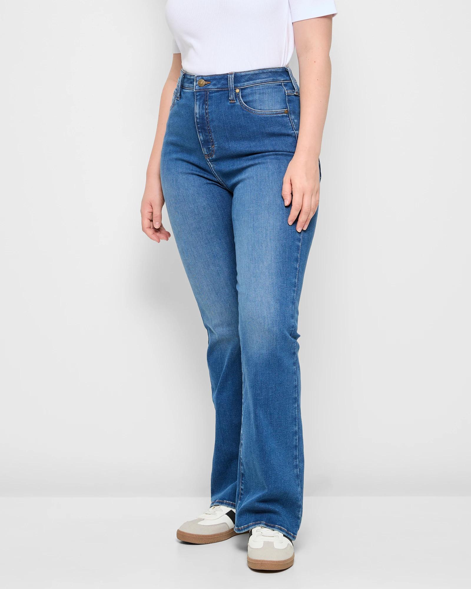 8 Target High Rise Full Length Flare Denim Jeans - Shape Your Body NIAGRA BLUE, 8 of 10