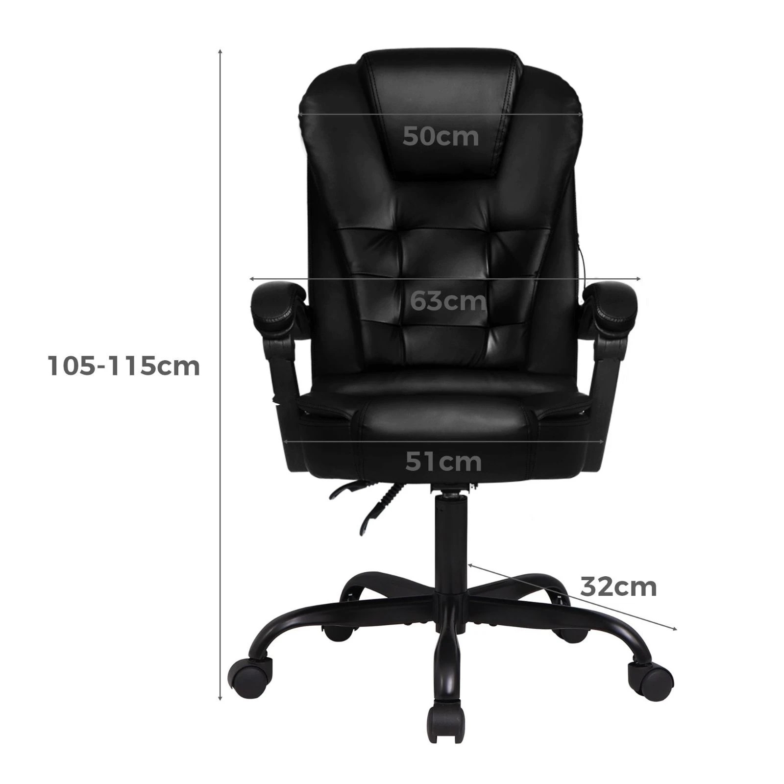 3 Alfordson Massage Office Chair Executive Recliner Gaming Racing Seat PU Leather - Black, 3 of 10