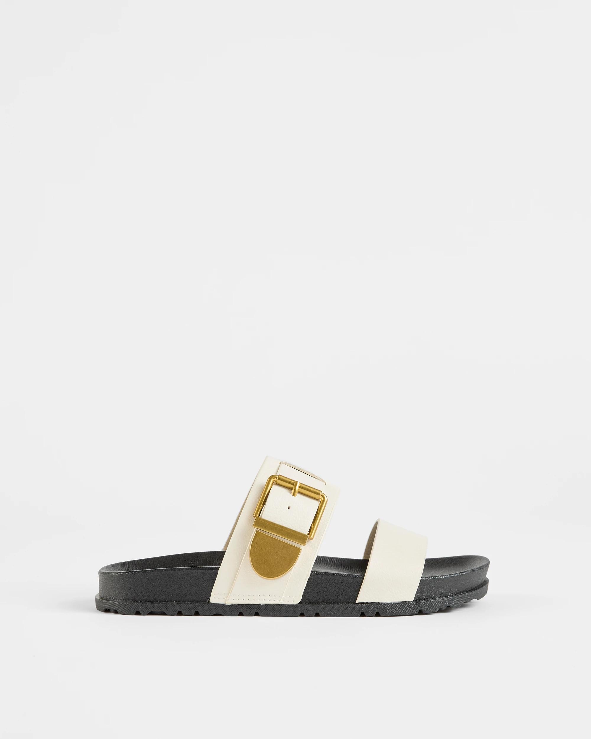 1 Target Girls Senior Double Strap Buckle Flat WHITE, 1 of 3