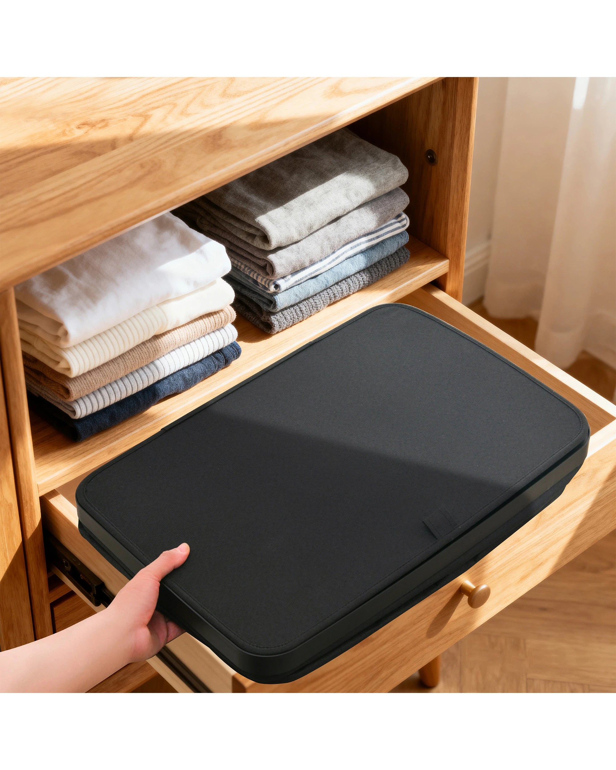 6 Sherwood Voyager 2-Section Laundry Hamper 100L Faux Linen 56x40x67cm - Black, 6 of 9