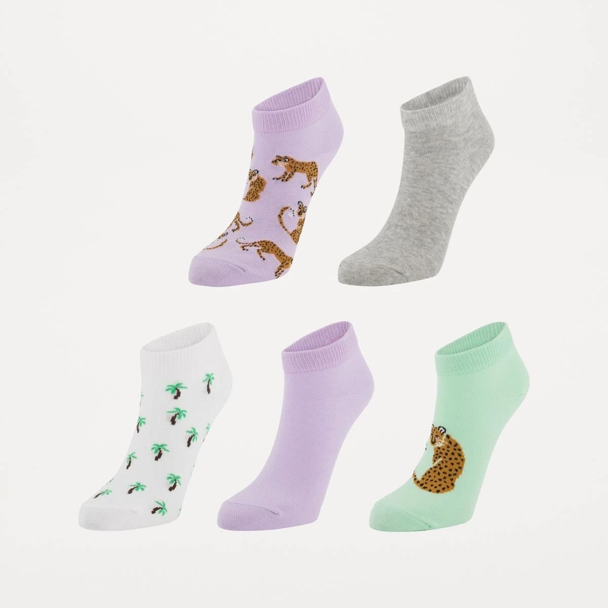 1 5 Pack Fashion Low Cut Socks Leopard, 1 of 3