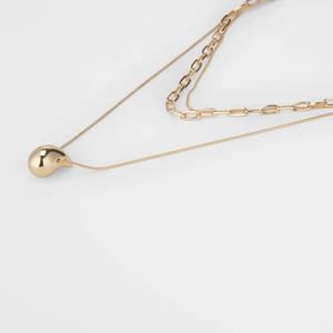 Teardrop 3 Layered Necklace - Gold Tone