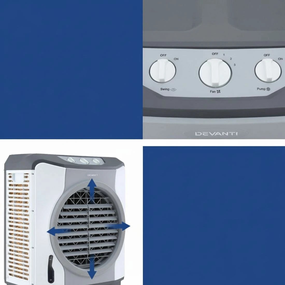 6 Devanti Evaporative Air Cooler Conditioner Commercial 45L - Blue, 6 of 7