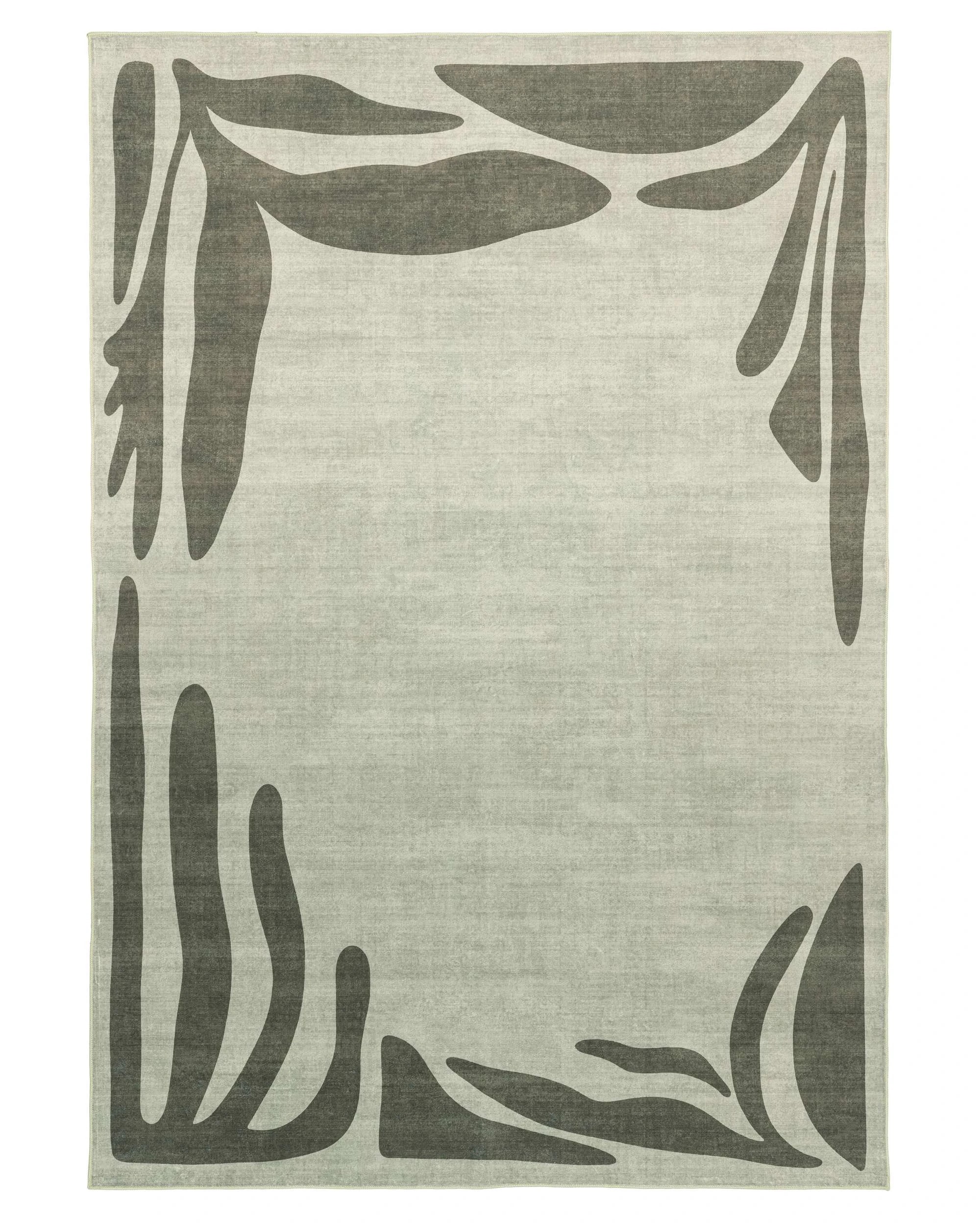 1 Loopsie Kanarsi Tonal Botanical Border Washable Rug-290cm x 190cm - Green, 1 of 8
