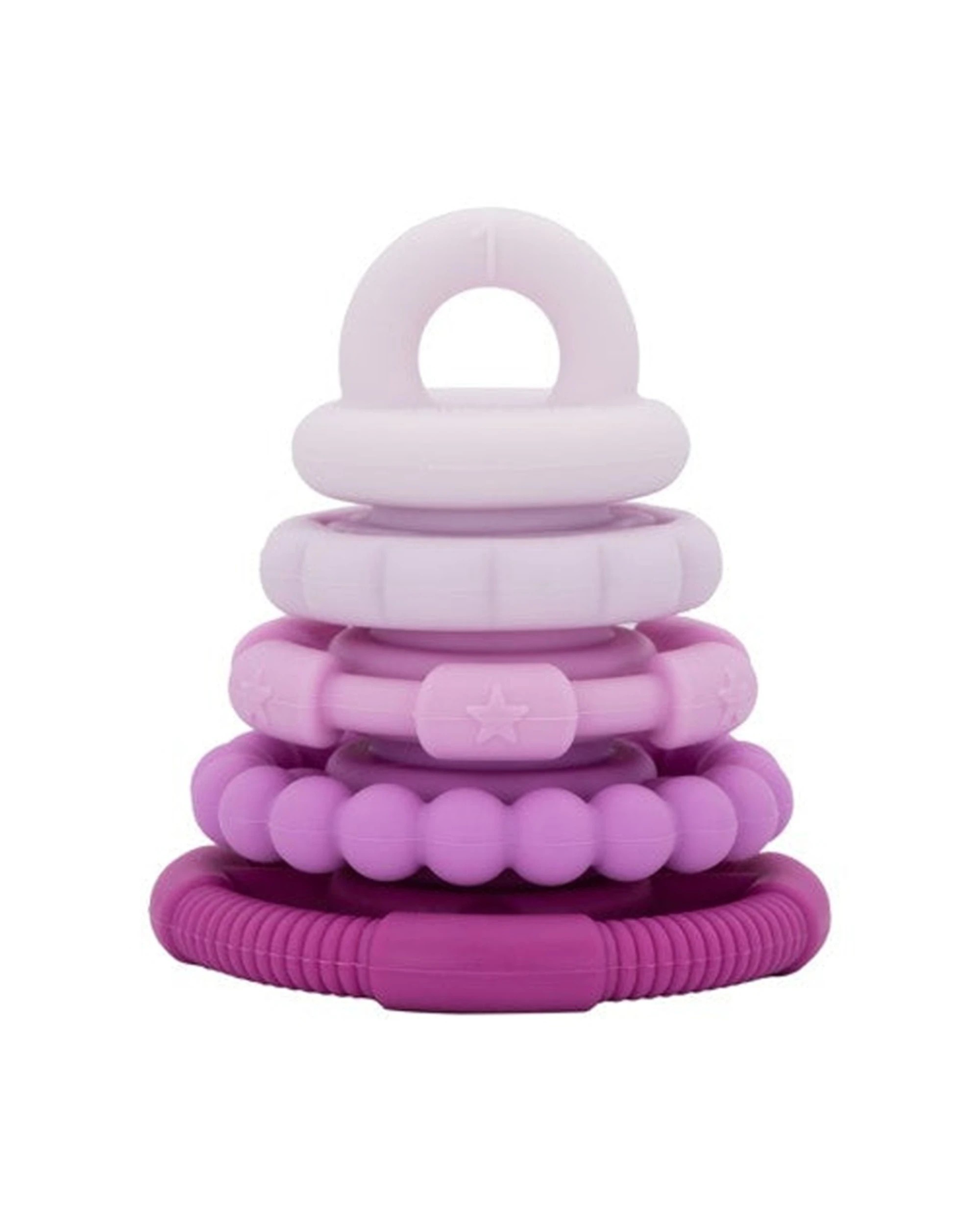 1 Jellystone Designs Rainbow Stacker Silicone Baby Teether & Toy Raspberry Ombre - Purple, 1 of 1