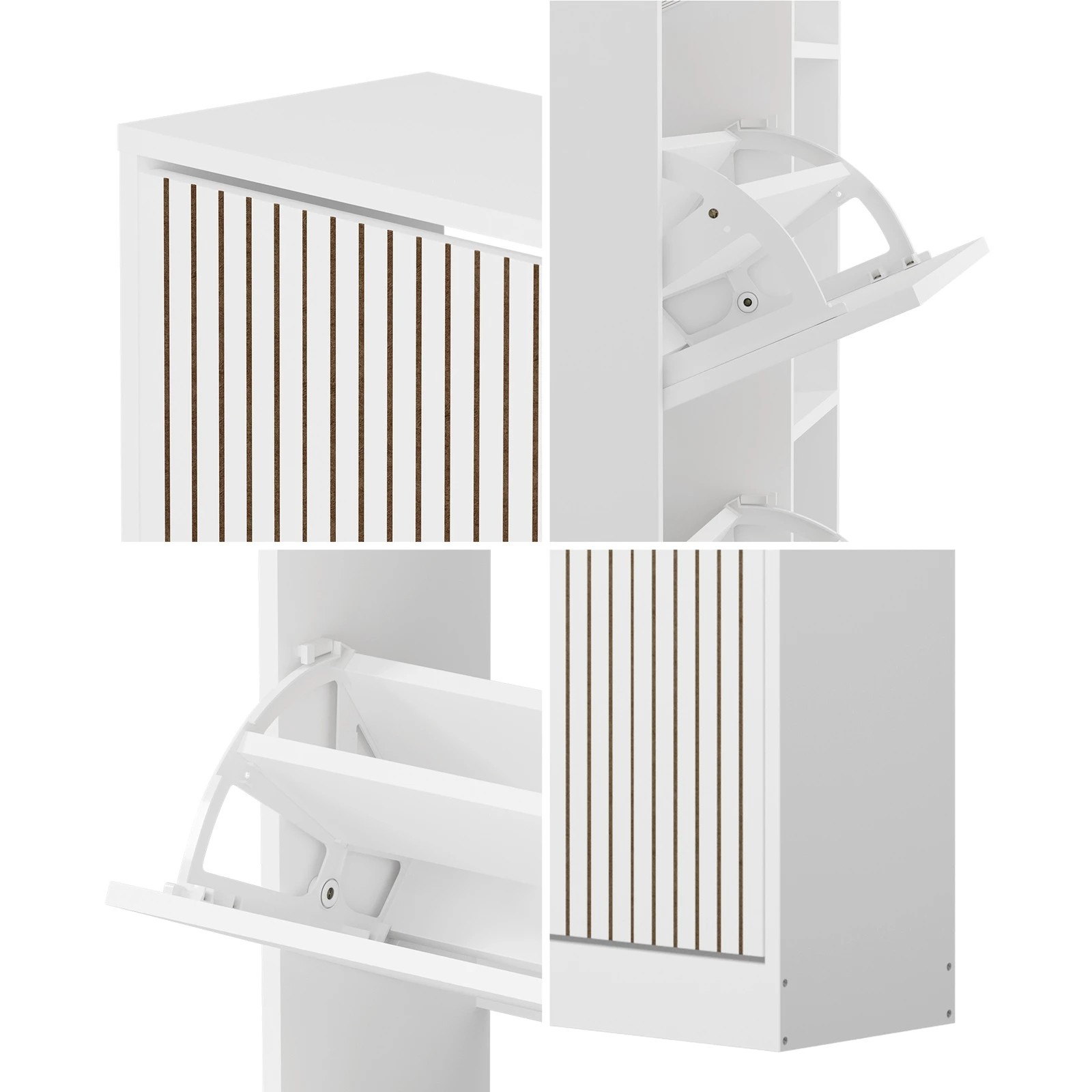 5 Oikiture Shoe Rack Storage Cabinet Organiser Drawers 3 Doors
 - White, 5 of 10