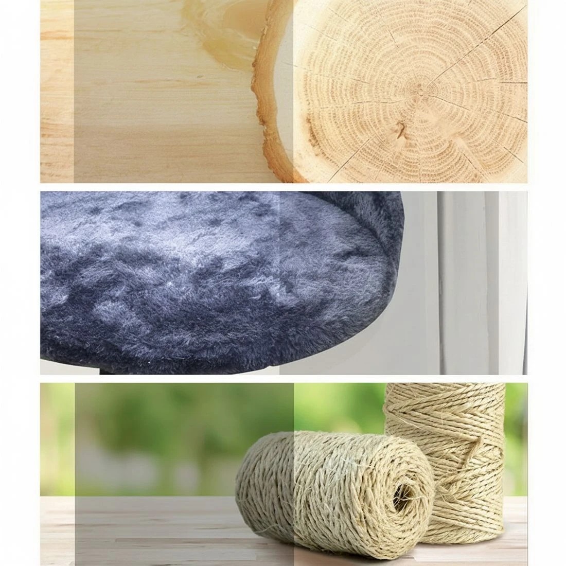 3 i.Pet Cat Tree 100cm Scratching Post Scratcher Tower Wood Condo House Trees Bed - Grey, 3 of 7