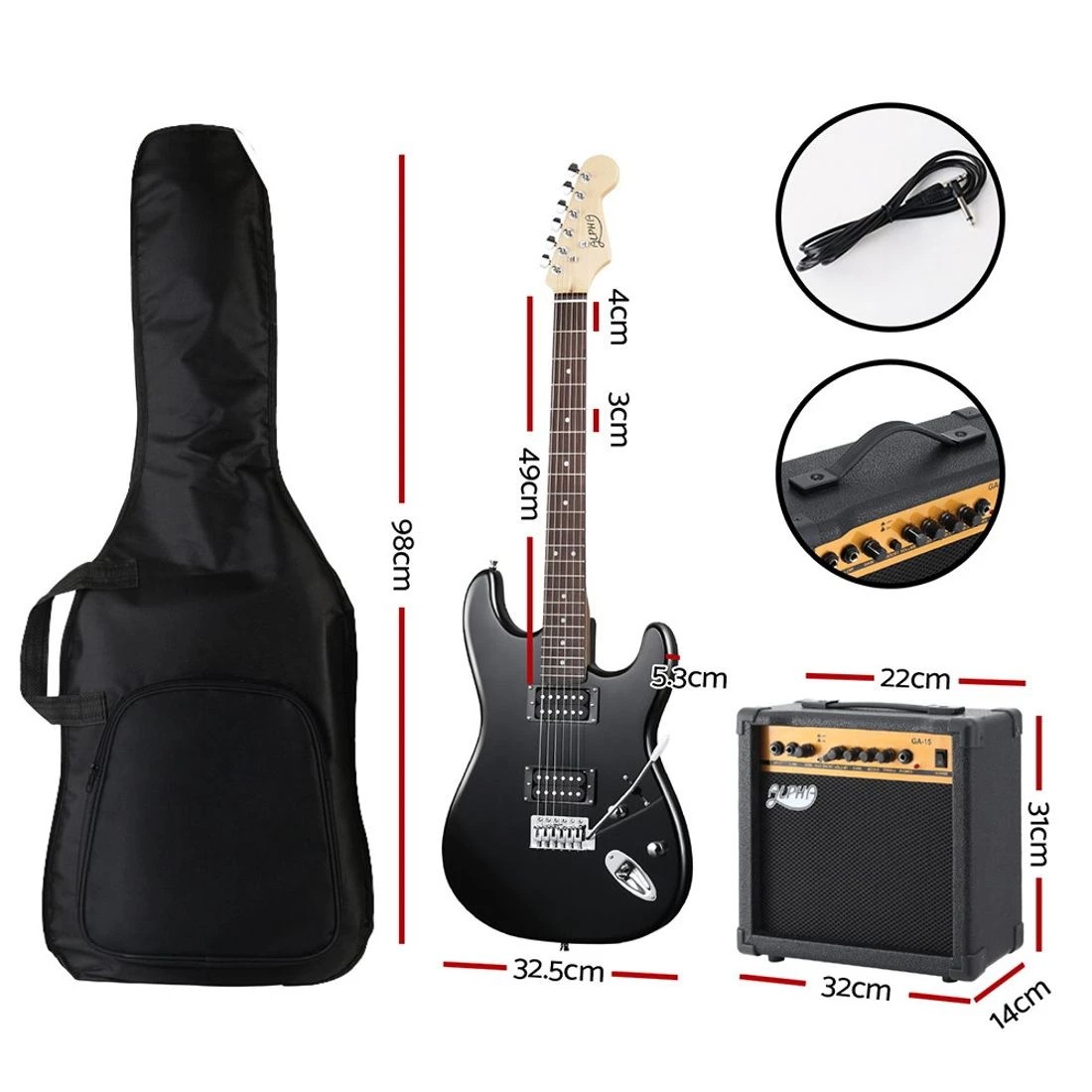 2 Alpha Electric Guitar Music String Instrument 20W Amplifier - Black, 2 of 6