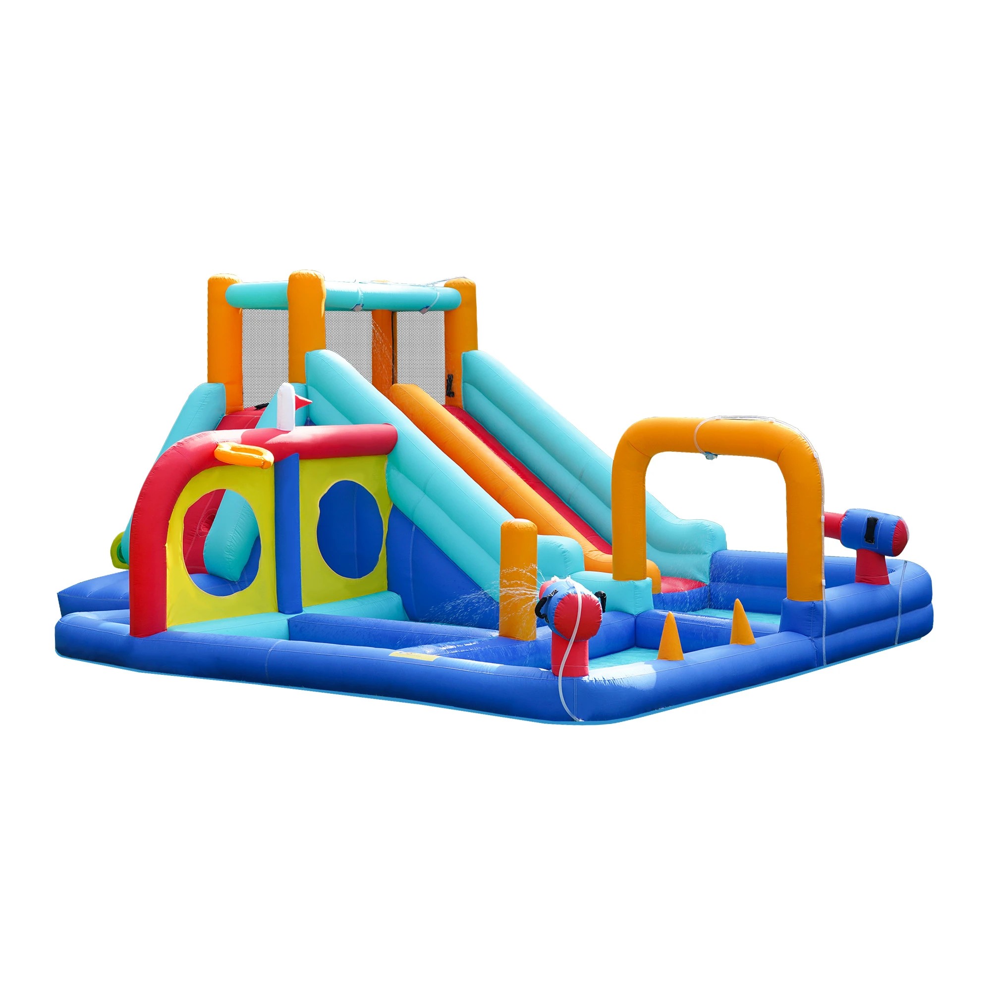1 Doctor Dolphin 10-in-1 Inflatable Water Park Jumping Castle Dual Slides Blower
 - Multi, 1 of 9